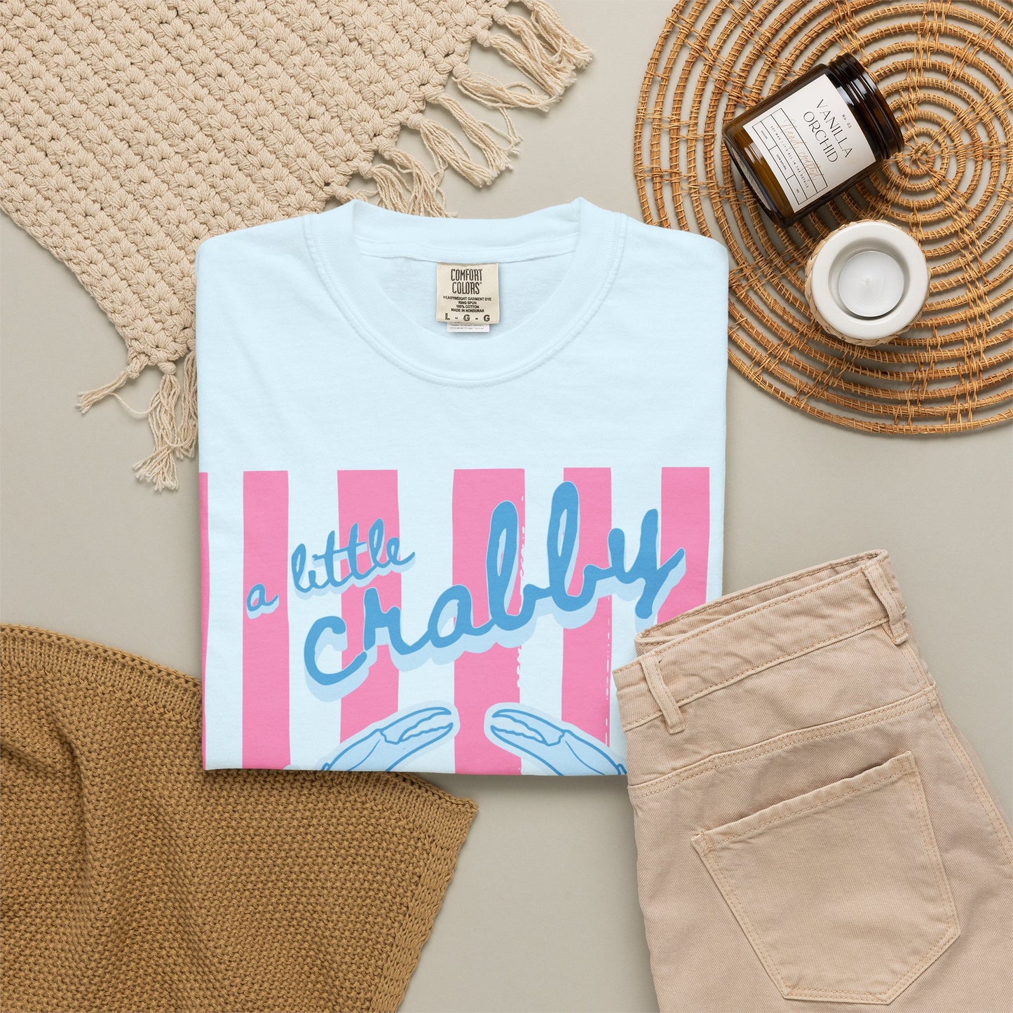 CAJUN DEB Crabby T-Shirt — "A Little Crabby" Blue Crab Graphic Comfort Colors Tee