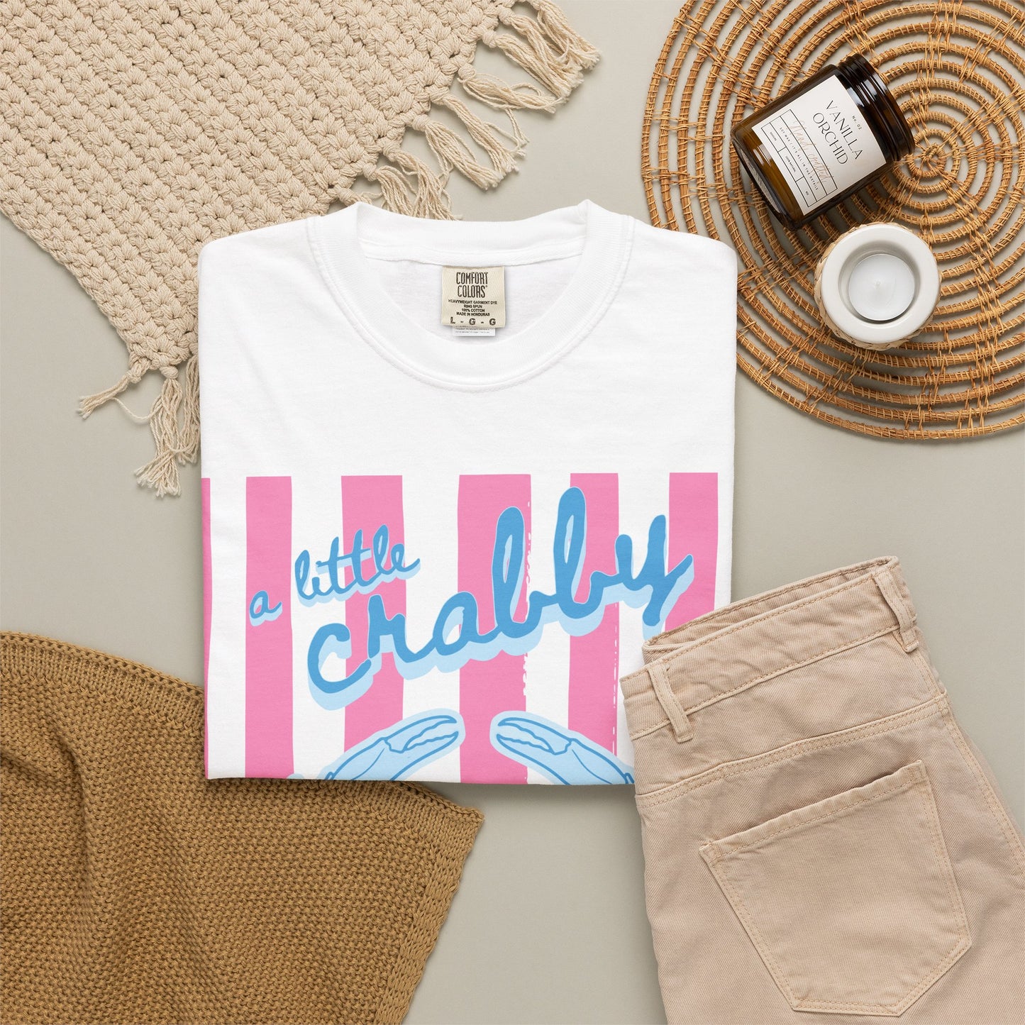 CAJUN DEB Crabby T-Shirt — "A Little Crabby" Blue Crab Graphic Comfort Colors Tee