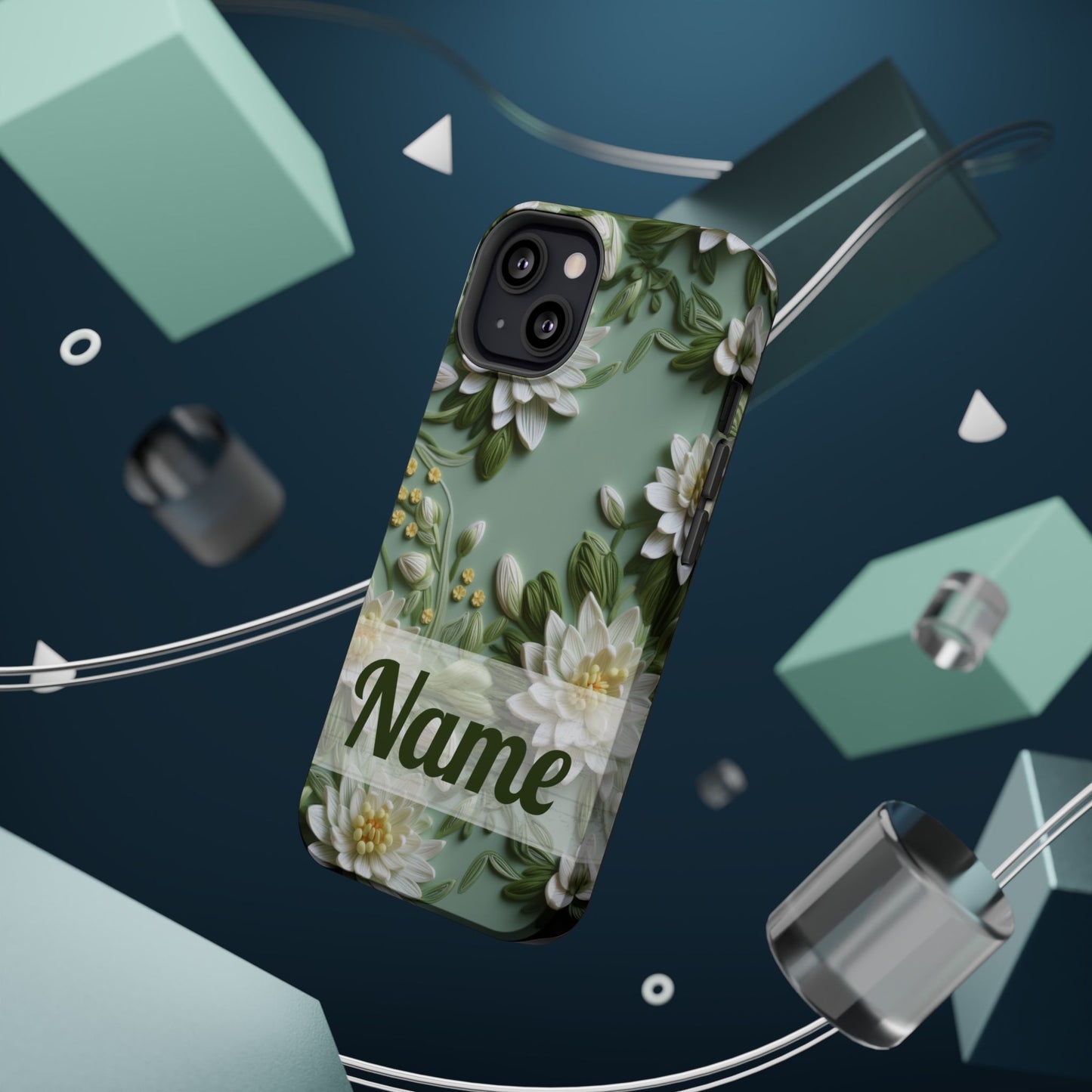 July Birth Flower Phone Case • Embroidered Water Lily iPhone Cover • Pastel MagSafe Gift