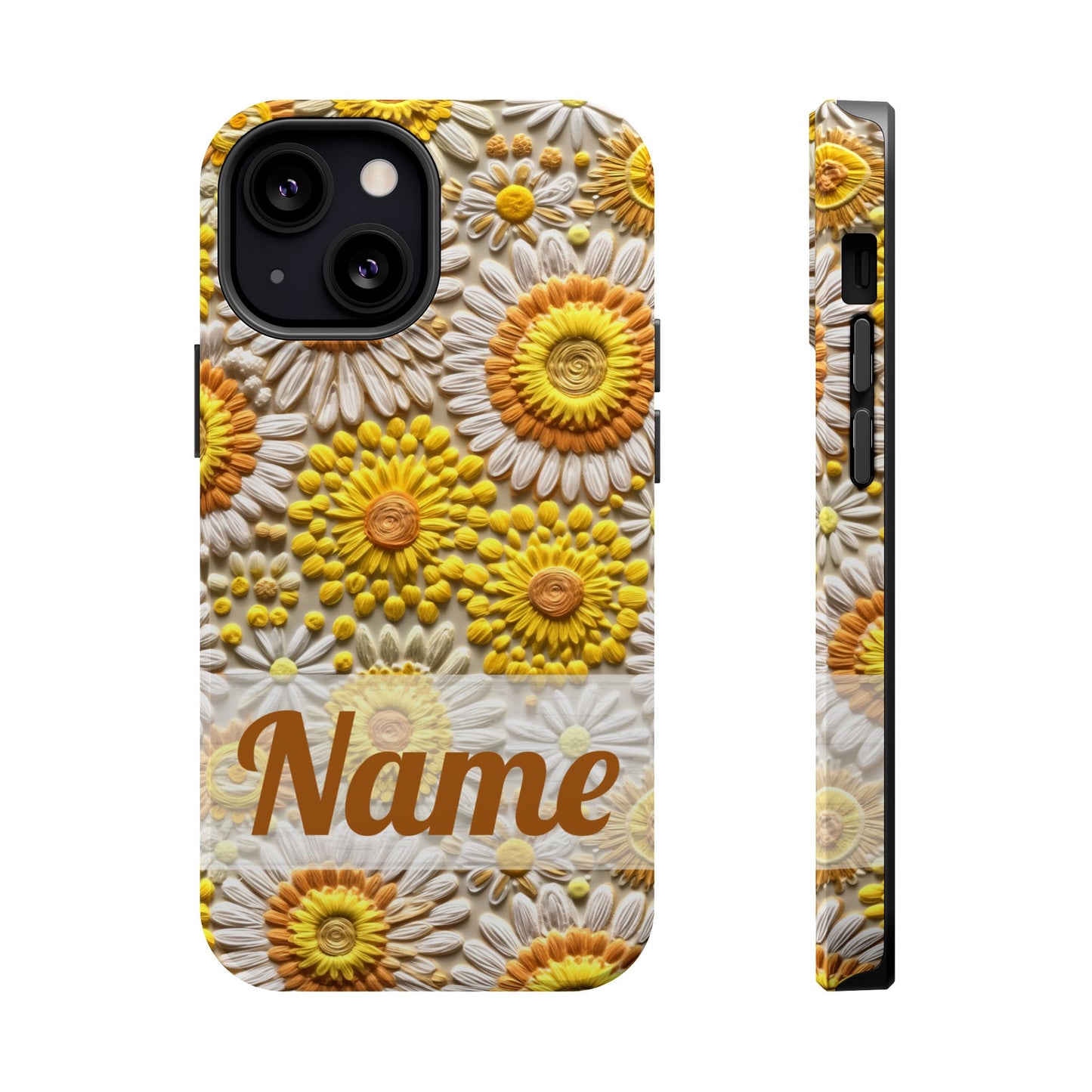 April Birth Flower Phone Case • Embroidered Daisy iPhone Cover • Colorful MagSafe Gift Idea