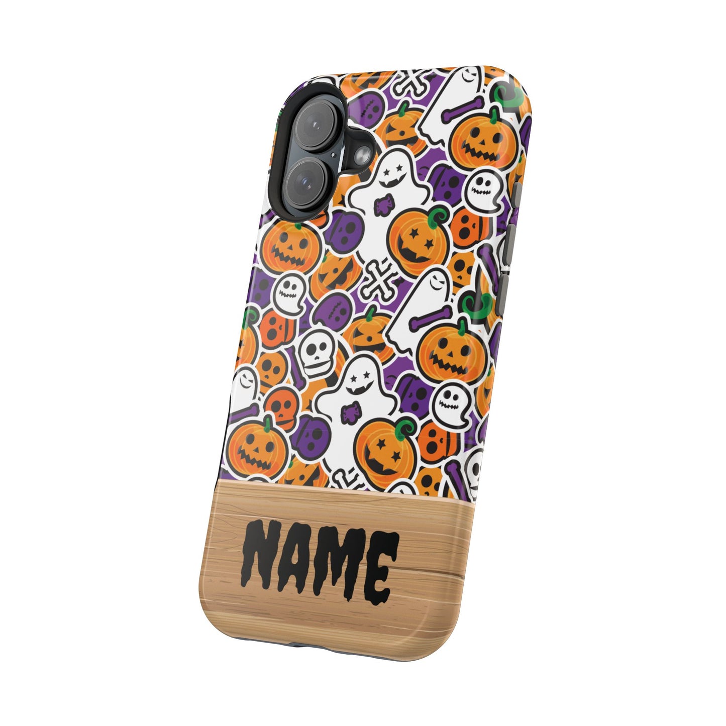 Custom, Personalized Halloween Magnetic Tough Cases for iPhone - purple pumpkin ghost skull phone case