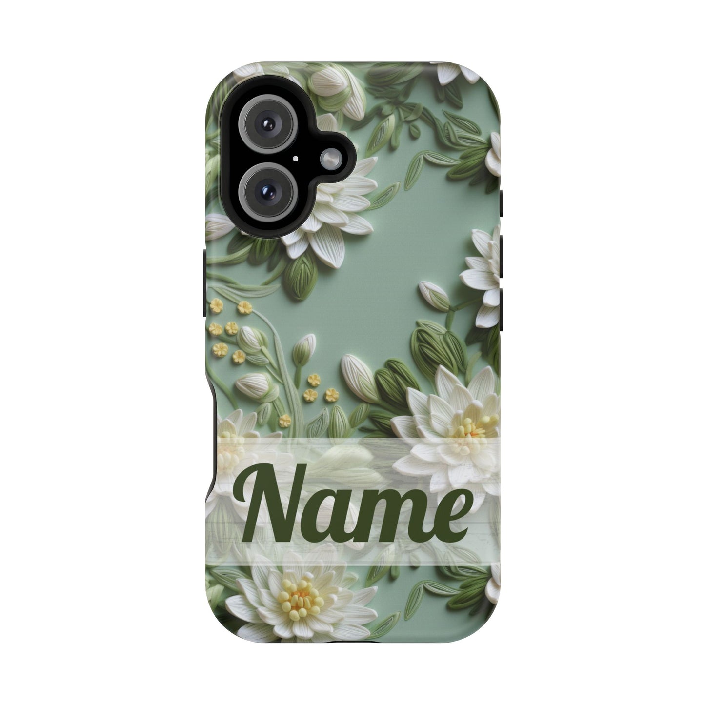 July Birth Flower Phone Case • Embroidered Water Lily iPhone Cover • Pastel MagSafe Gift