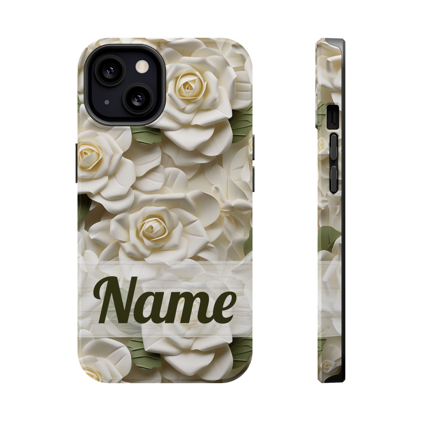 June Birth Flower Phone Case • White Paper Rose iPhone Cover • 3D Floral MagSafe Gift