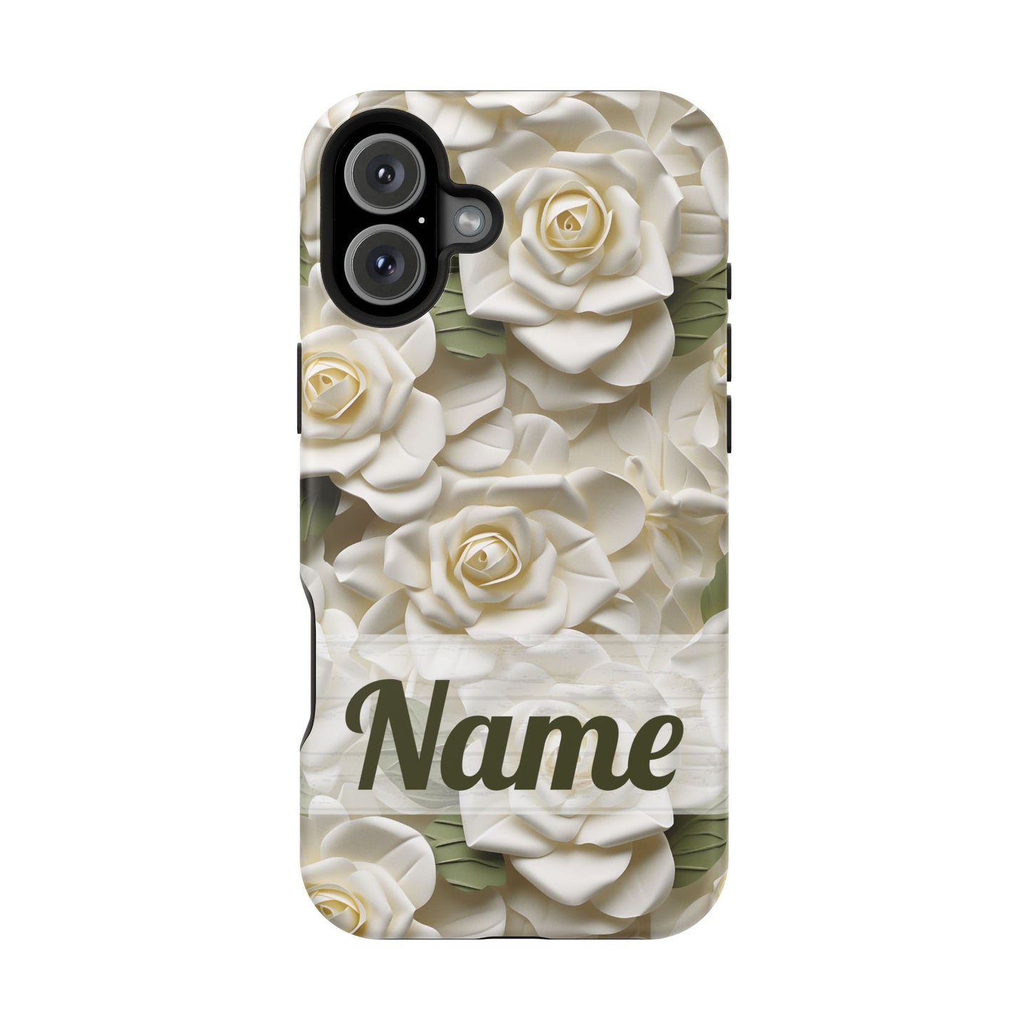 June Birth Flower Phone Case • White Paper Rose iPhone Cover • 3D Floral MagSafe Gift