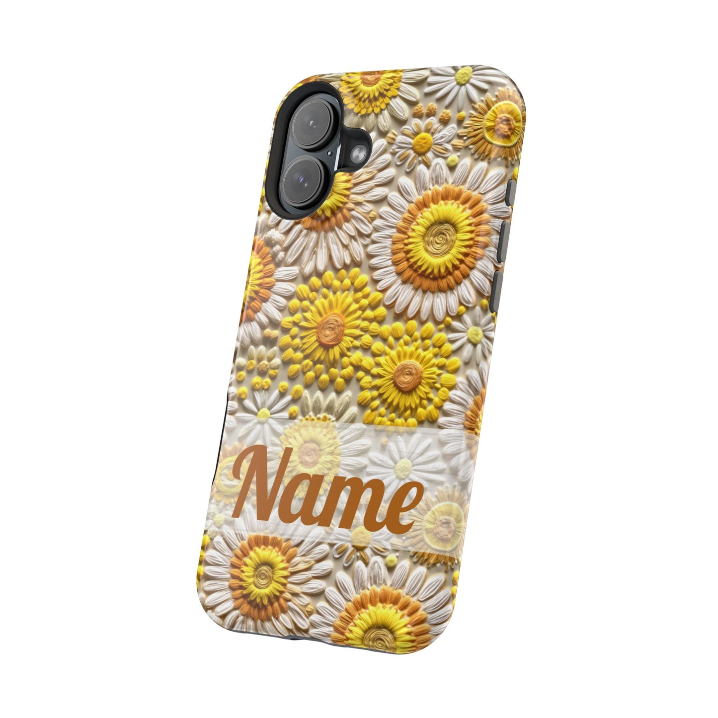 April Birth Flower Phone Case • Embroidered Daisy iPhone Cover • Colorful MagSafe Gift Idea
