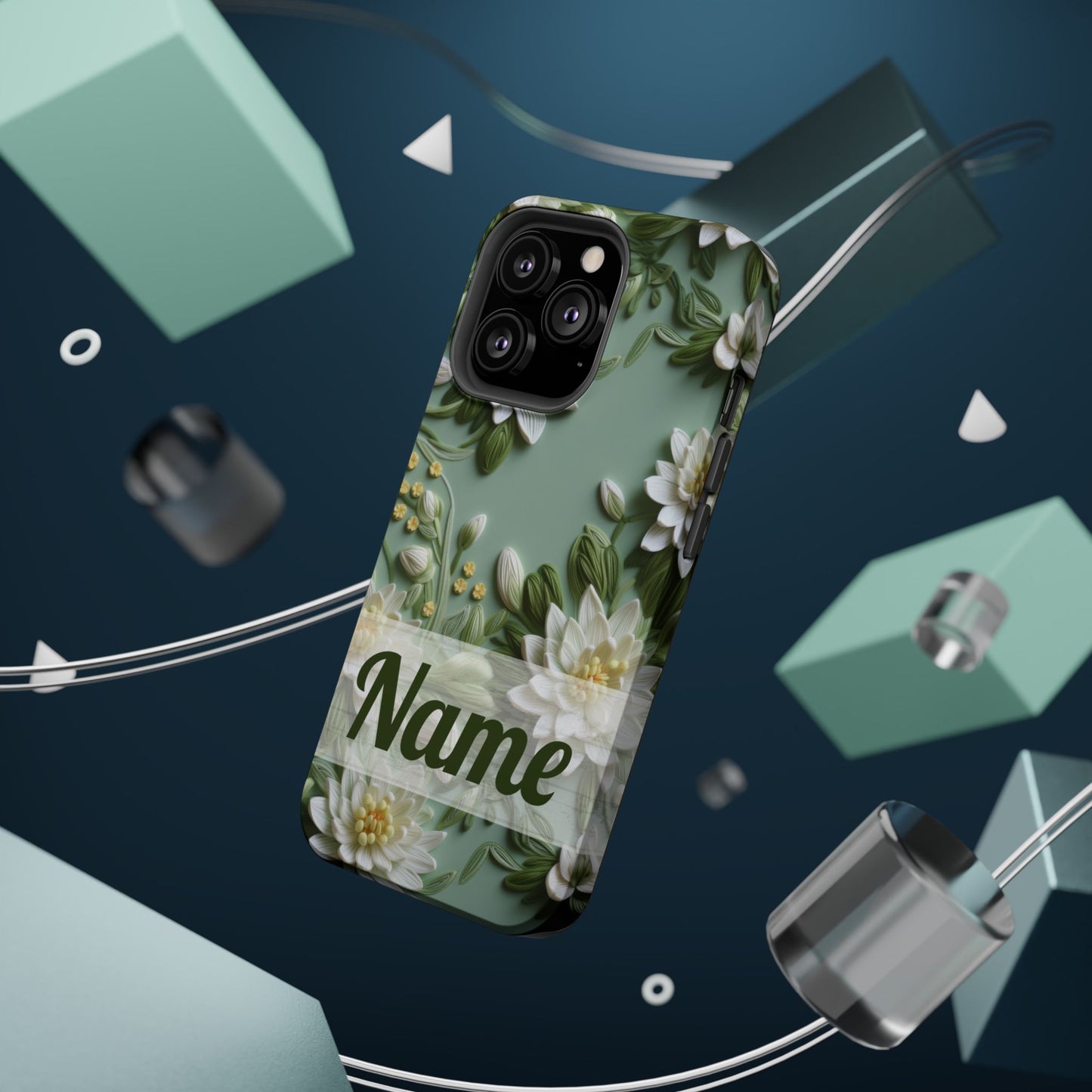 July Birth Flower Phone Case • Embroidered Water Lily iPhone Cover • Pastel MagSafe Gift