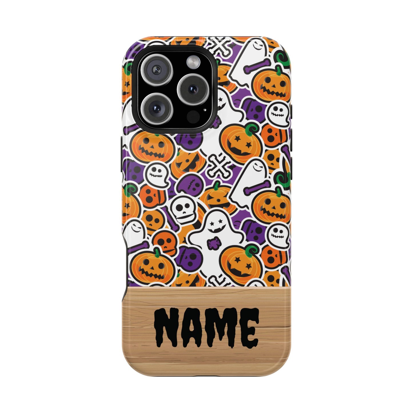 Custom, Personalized Halloween Magnetic Tough Cases for iPhone - purple pumpkin ghost skull phone case