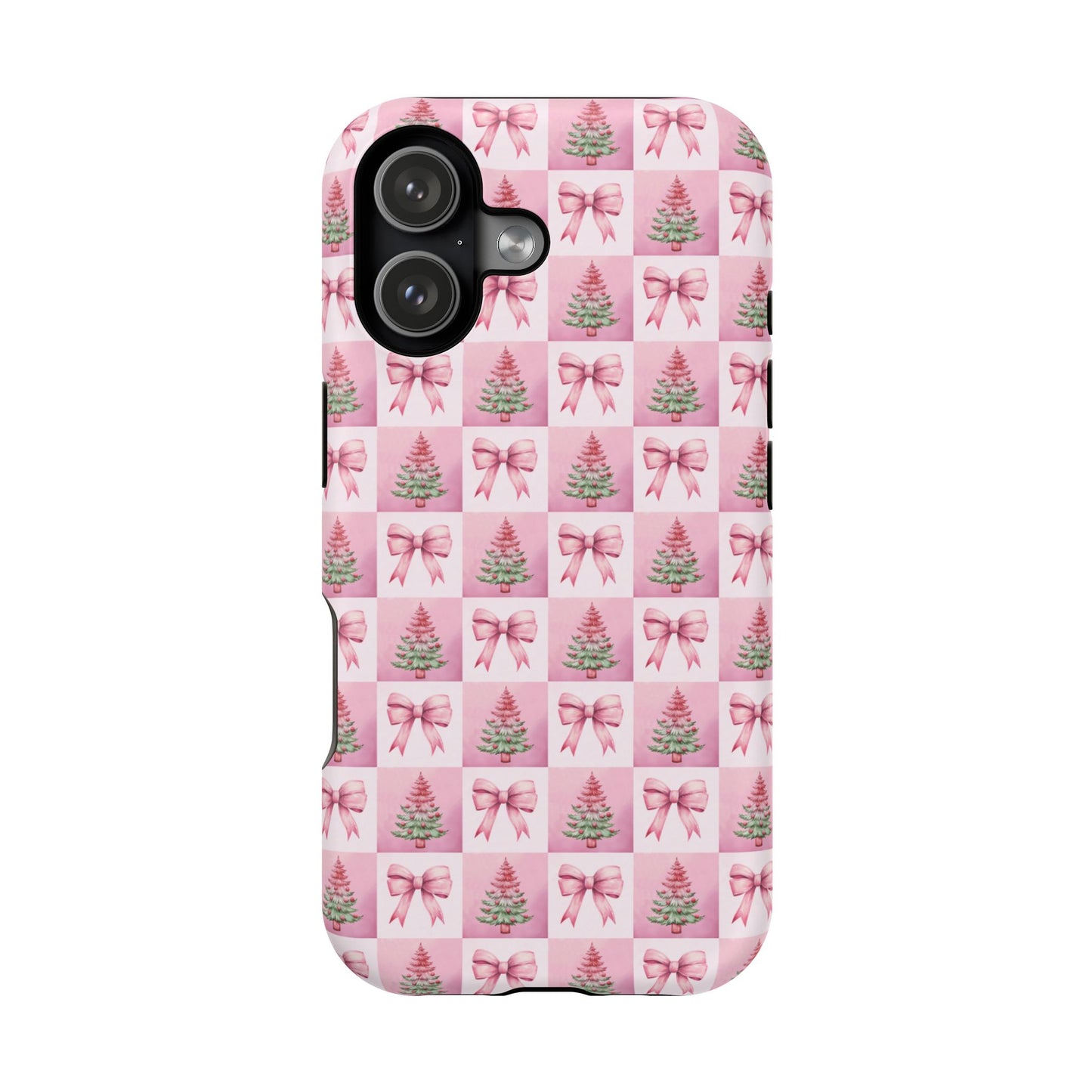 Pink Retro Christmas Tree & Coquette Phone Case - Christmas Phone Case Impact-Resistant Cases iPhone Samsung