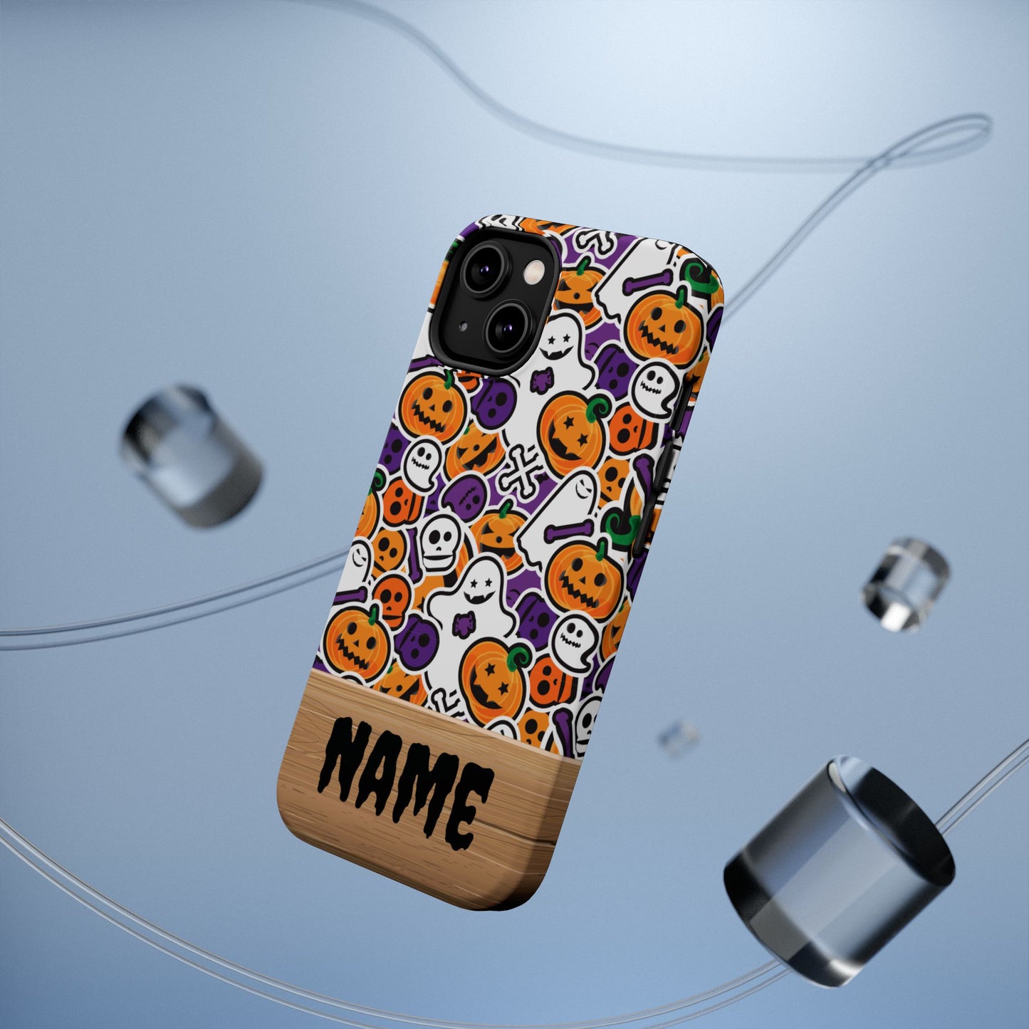 Custom, Personalized Halloween Magnetic Tough Cases for iPhone - purple pumpkin ghost skull phone case