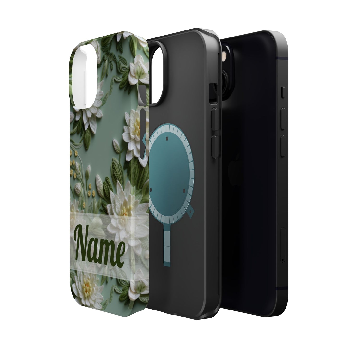 July Birth Flower Phone Case • Embroidered Water Lily iPhone Cover • Pastel MagSafe Gift