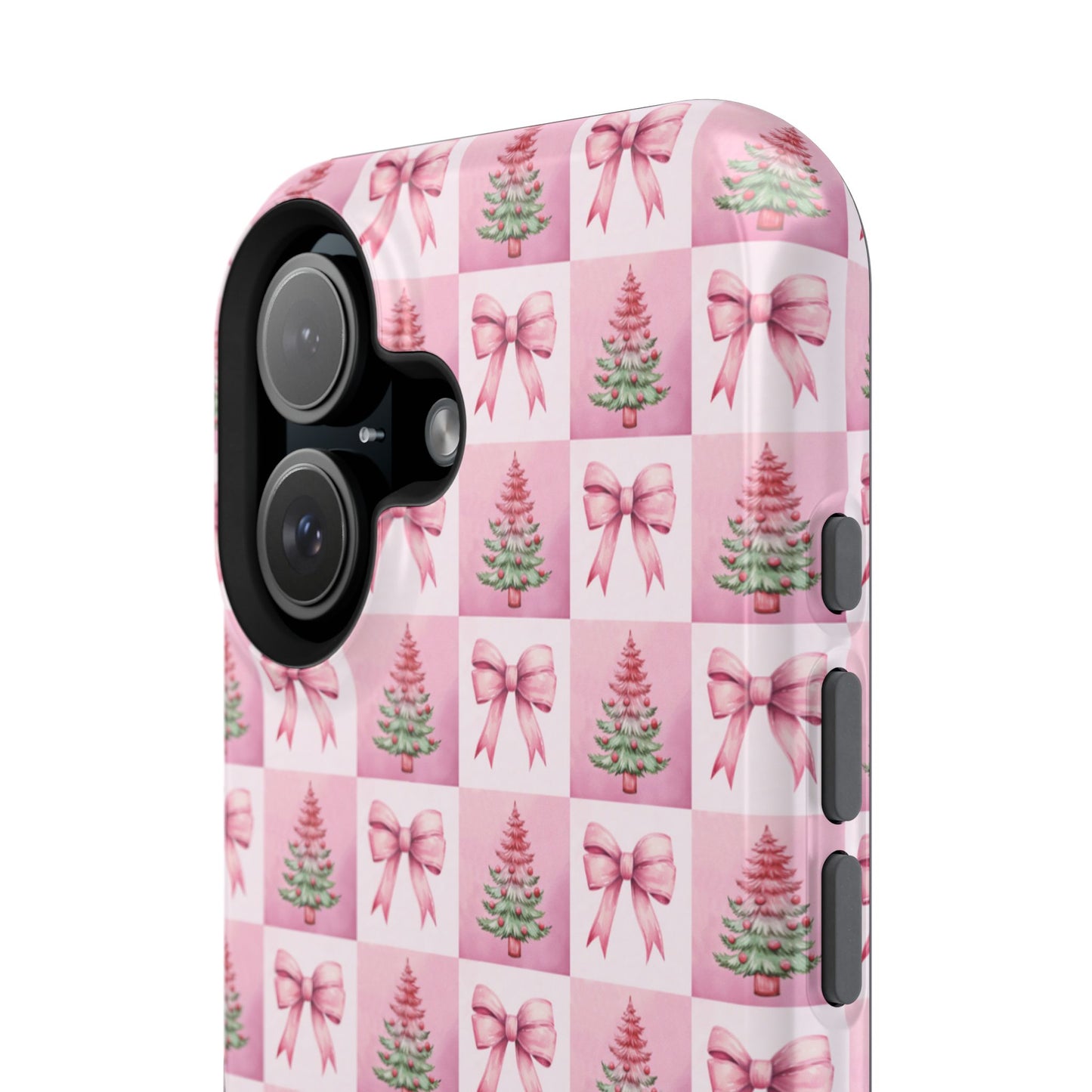 Pink Retro Christmas Tree & Coquette Phone Case - Christmas Phone Case Impact-Resistant Cases iPhone Samsung