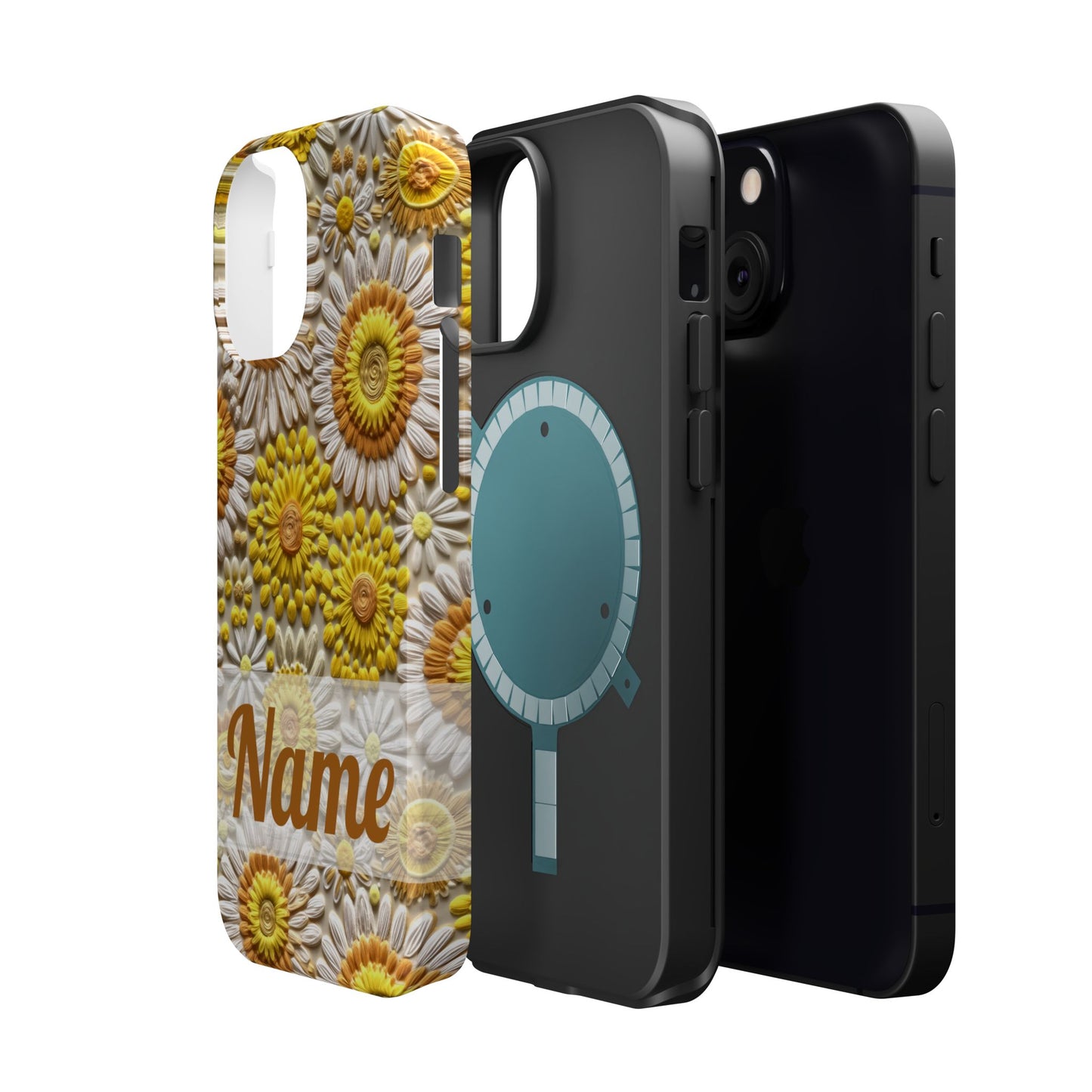 April Birth Flower Phone Case • Embroidered Daisy iPhone Cover • Colorful MagSafe Gift Idea