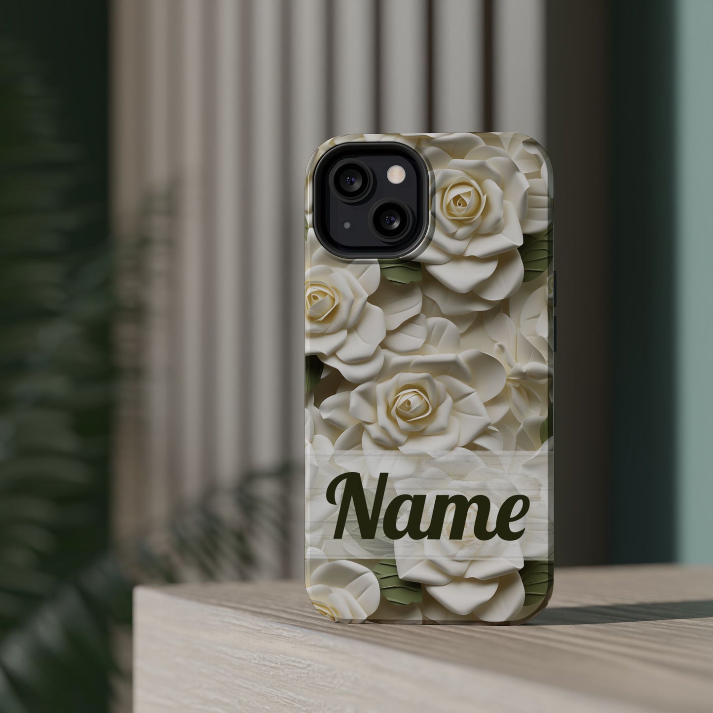 June Birth Flower Phone Case • White Paper Rose iPhone Cover • 3D Floral MagSafe Gift