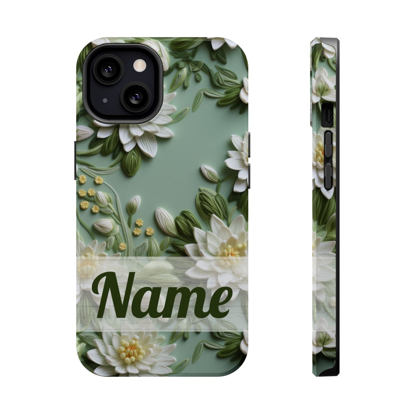 July Birth Flower Phone Case • Embroidered Water Lily iPhone Cover • Pastel MagSafe Gift
