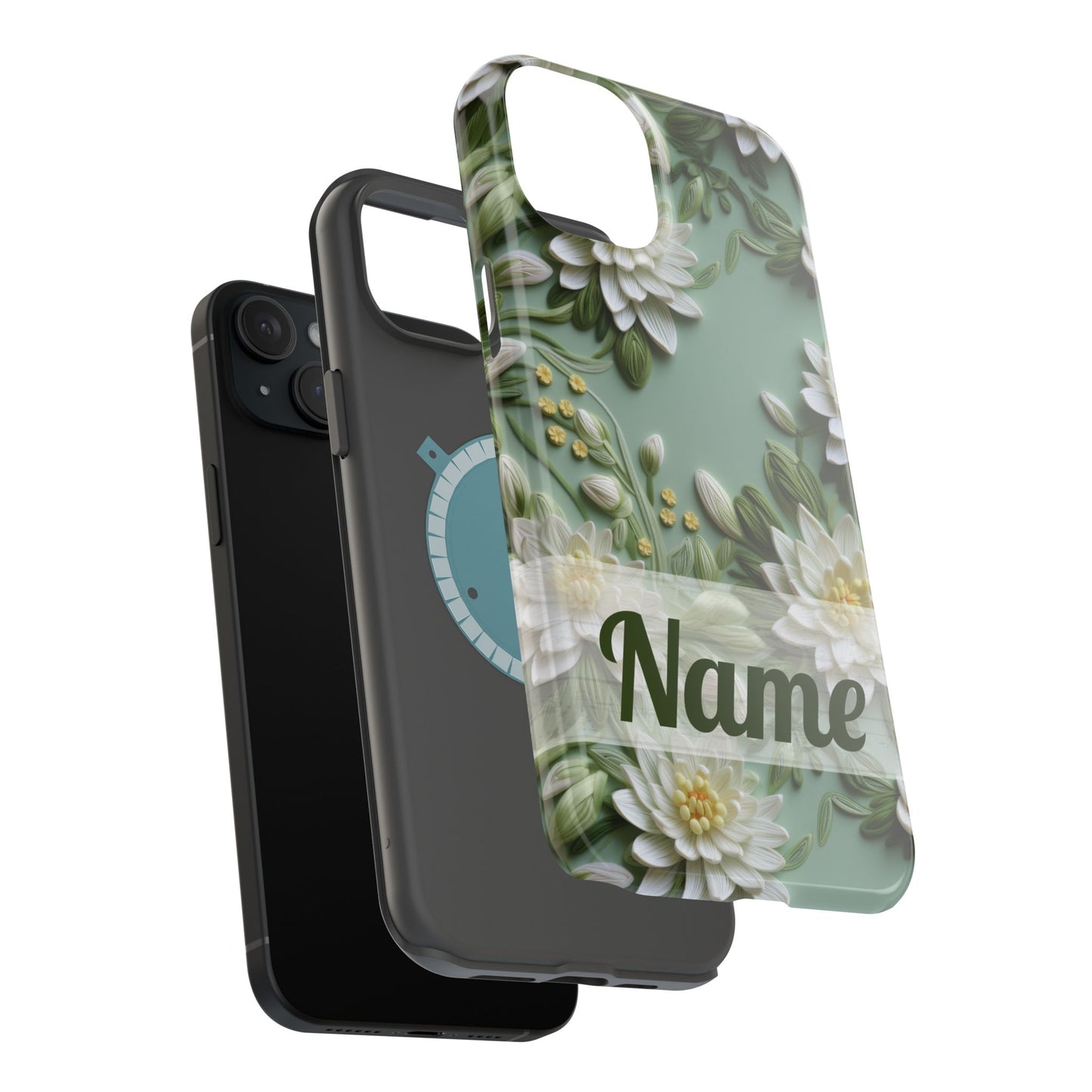July Birth Flower Phone Case • Embroidered Water Lily iPhone Cover • Pastel MagSafe Gift