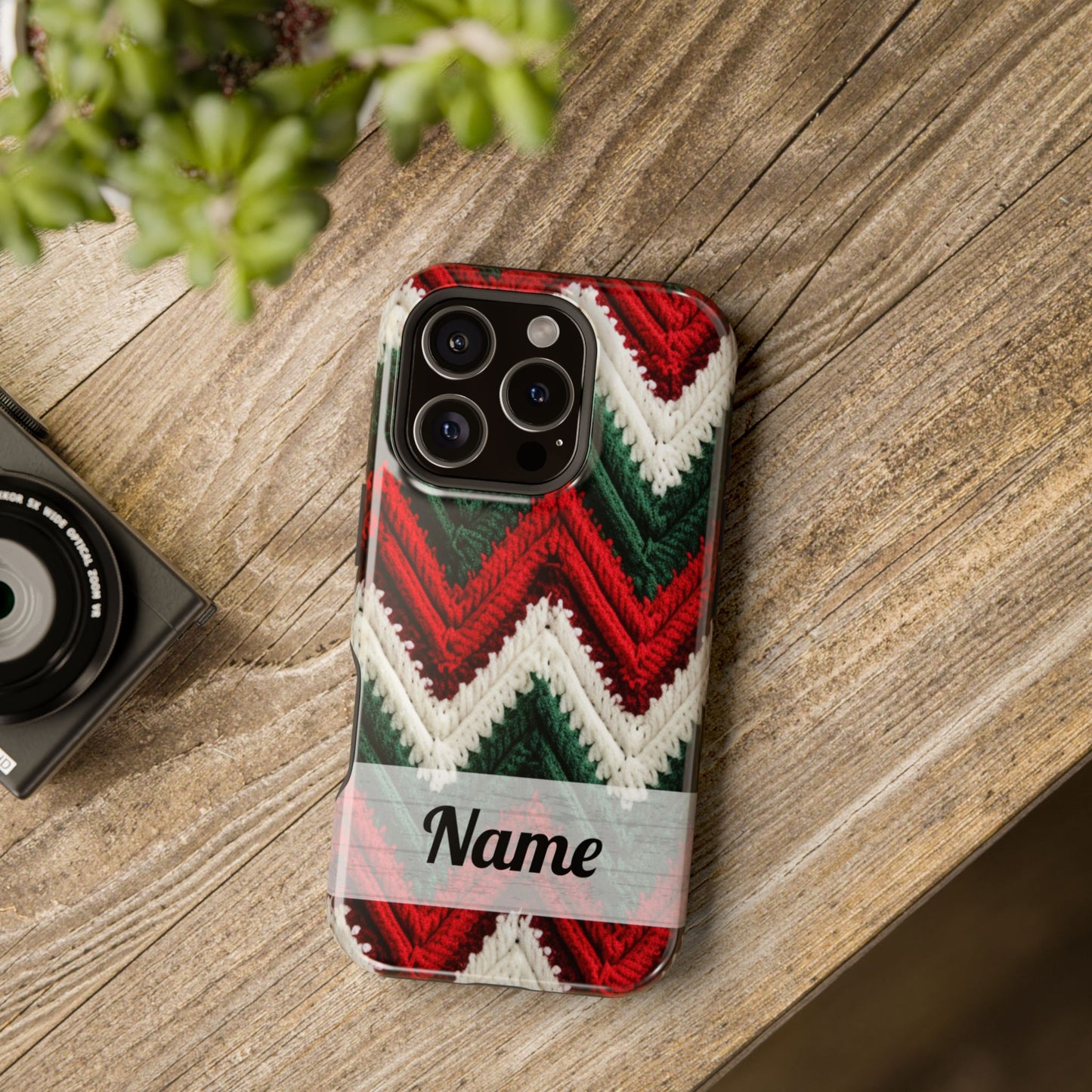 Vintage Christmas Crocheted Afghan Phone Case - Personalized Christmas Phone Case Impact-Resistant Case