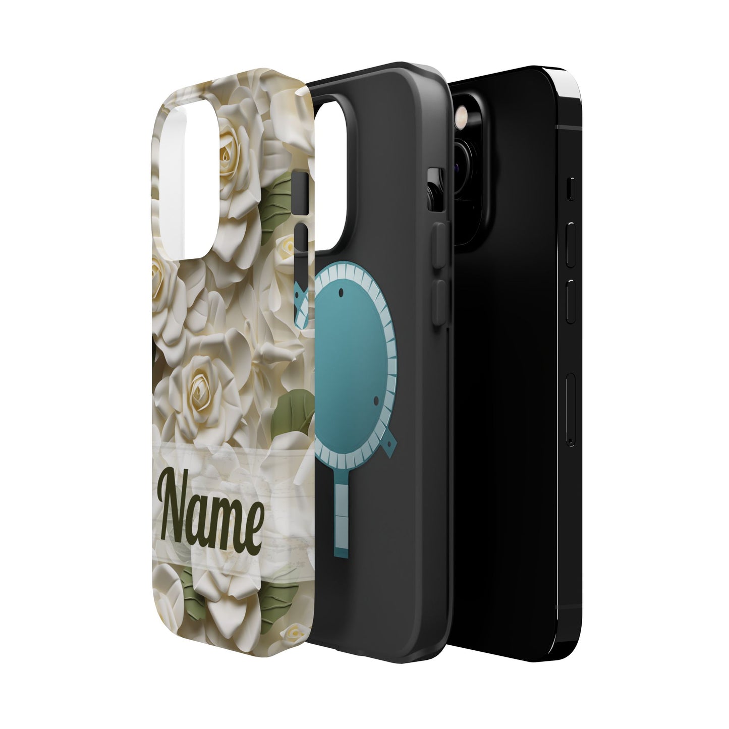 June Birth Flower Phone Case • White Paper Rose iPhone Cover • 3D Floral MagSafe Gift