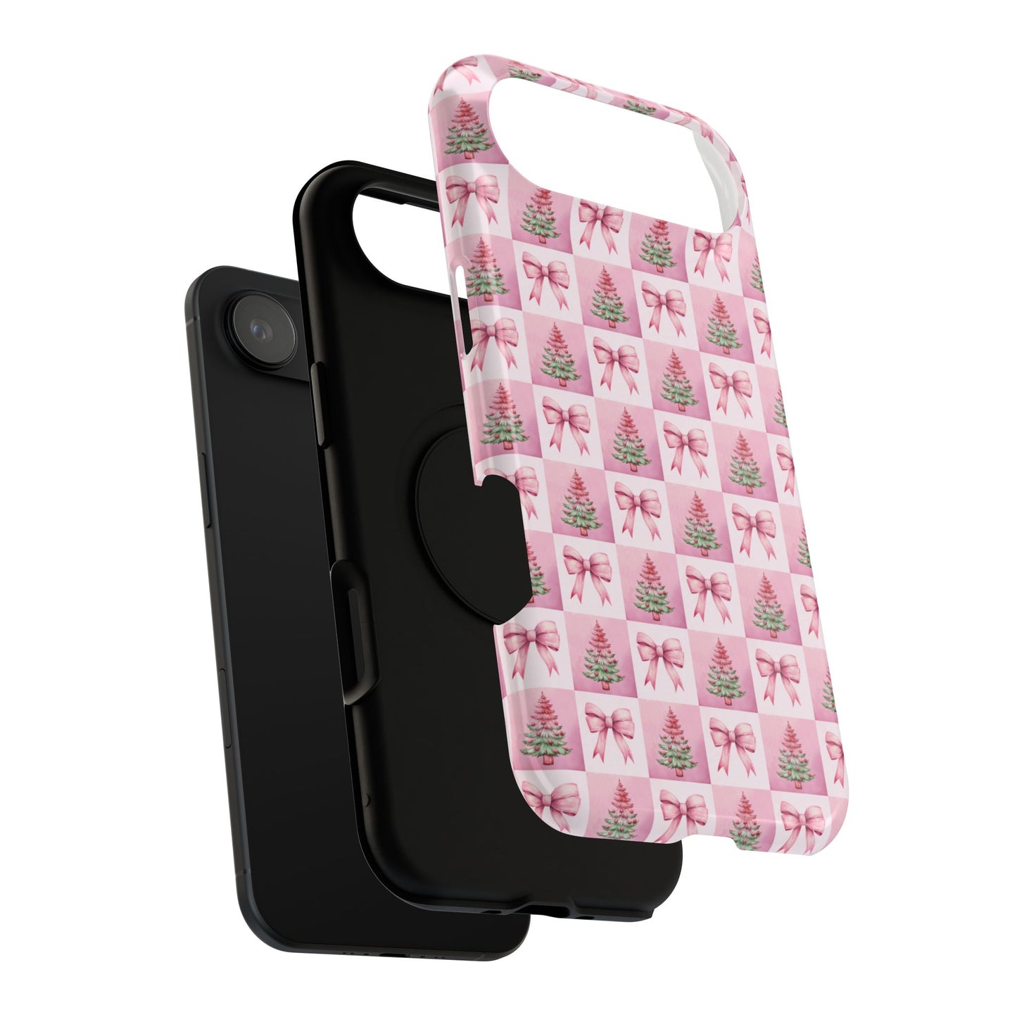 Pink Retro Christmas Tree & Coquette Phone Case - Christmas Phone Case Impact-Resistant Cases iPhone Samsung