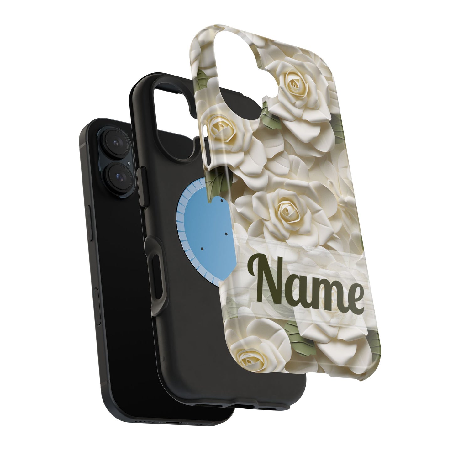 June Birth Flower Phone Case • White Paper Rose iPhone Cover • 3D Floral MagSafe Gift