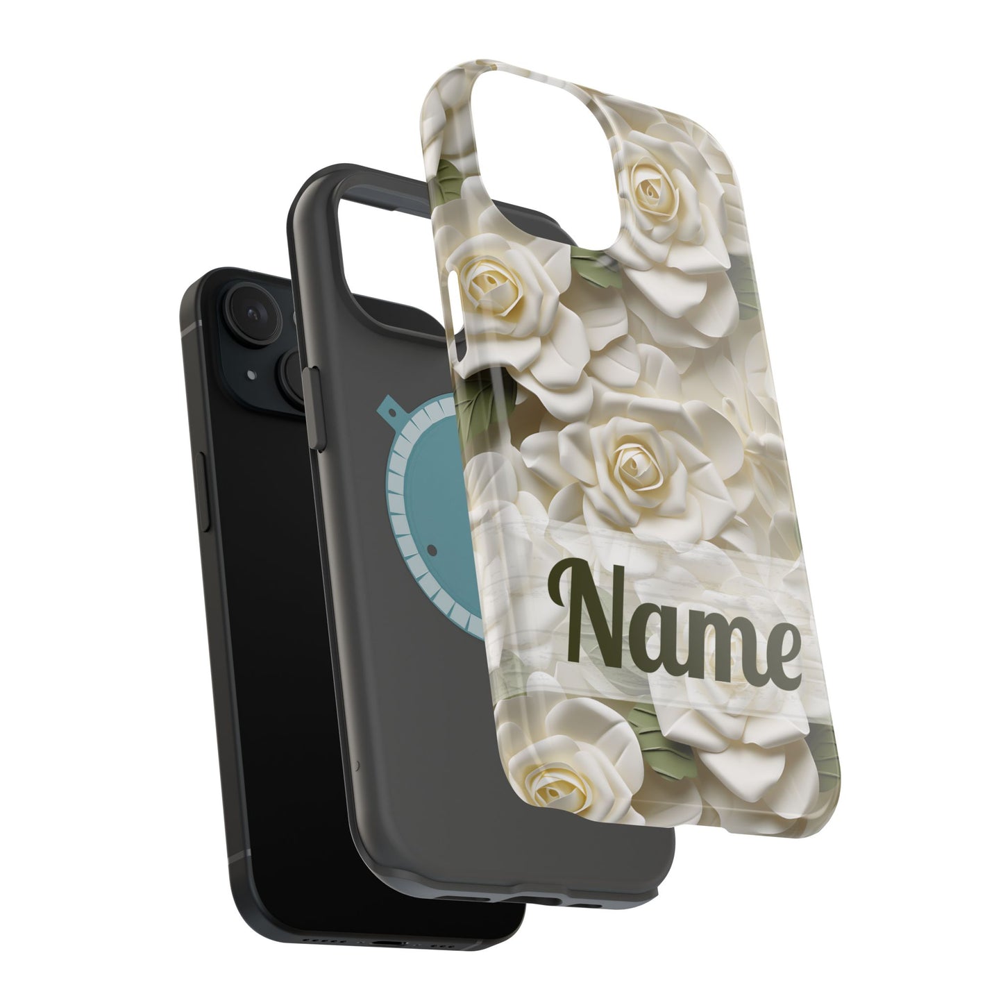 June Birth Flower Phone Case • White Paper Rose iPhone Cover • 3D Floral MagSafe Gift