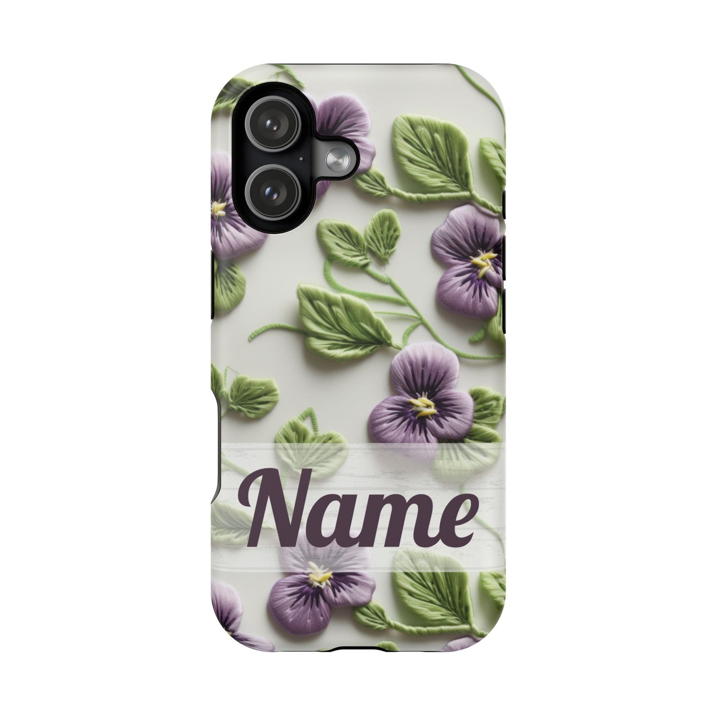 February Birth Flower Phone Case • Violet Embroidery iPhone Cover • MagSafe Gift for Her