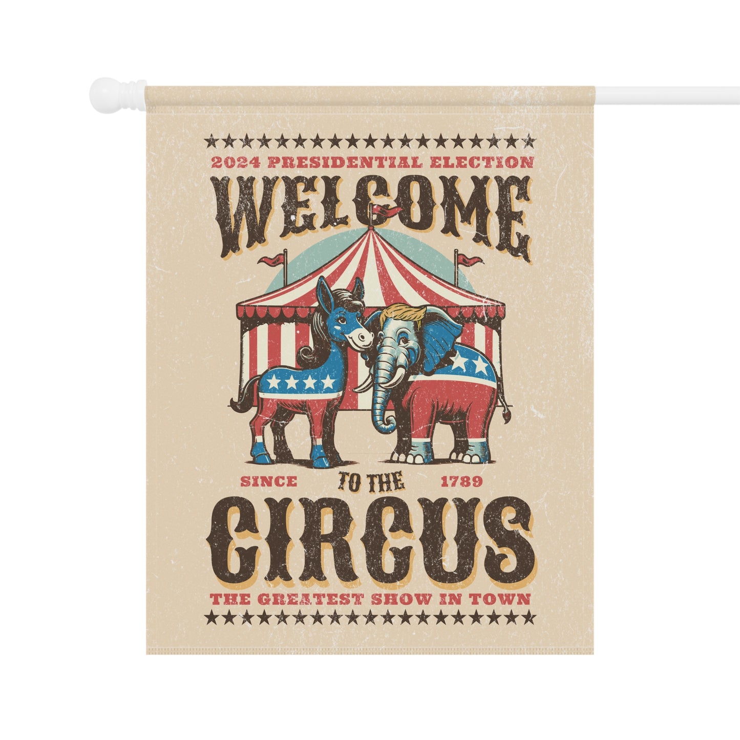 Garden & House Flag or Banner satire 2024 election humor elephant donkey