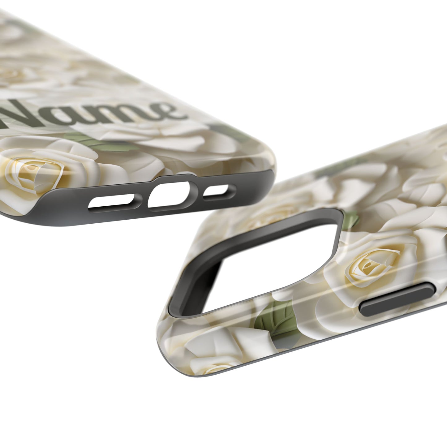 June Birth Flower Phone Case • White Paper Rose iPhone Cover • 3D Floral MagSafe Gift