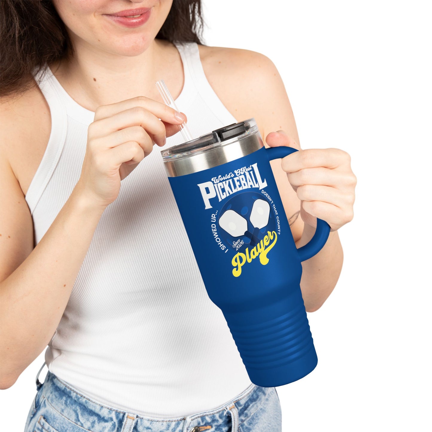 World's OK'est Pickleball Player, Funny pickleball gift, Insulated Travel Mug, 40oz