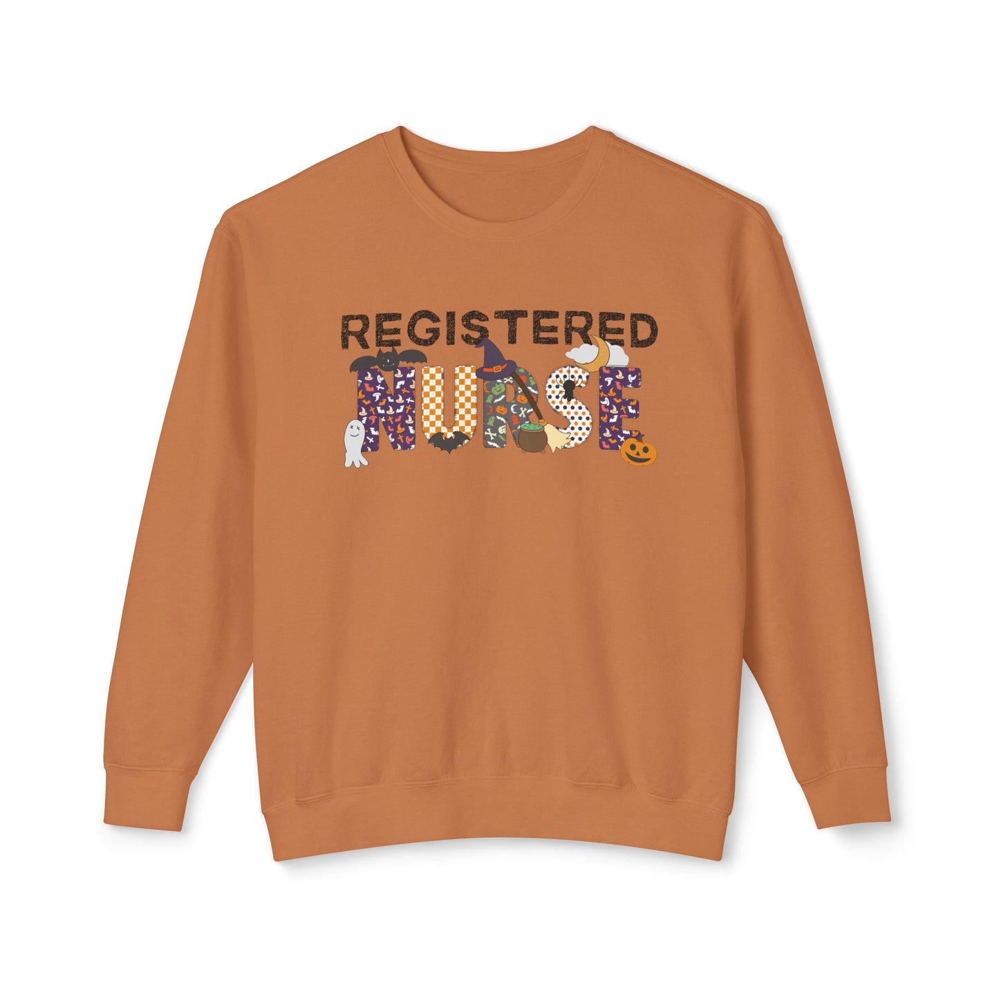 NURSE-tastic Halloween Sweatshirt Comfort Colors Unisex Lightweight Crewneck - Registered Cardiac Oncology Dialysis Pediatric Office Retired