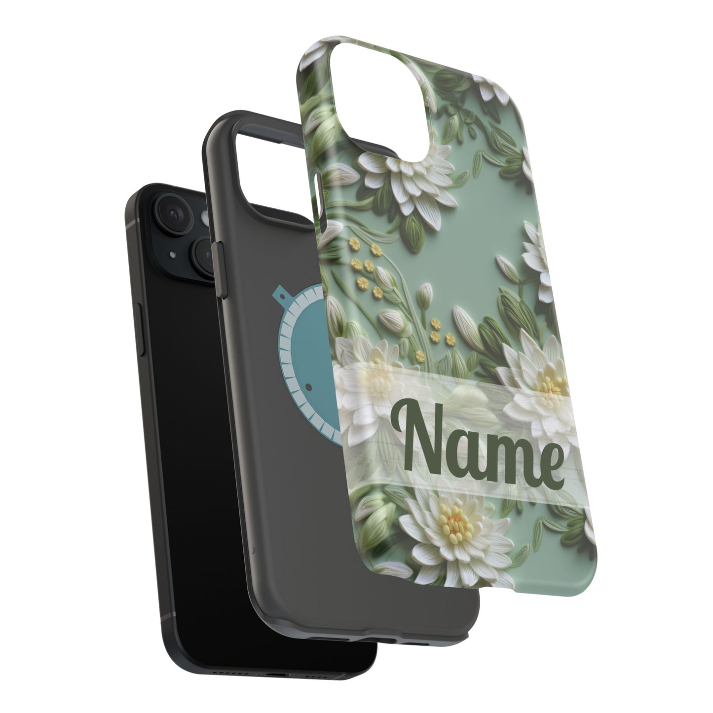 July Birth Flower Phone Case • Embroidered Water Lily iPhone Cover • Pastel MagSafe Gift