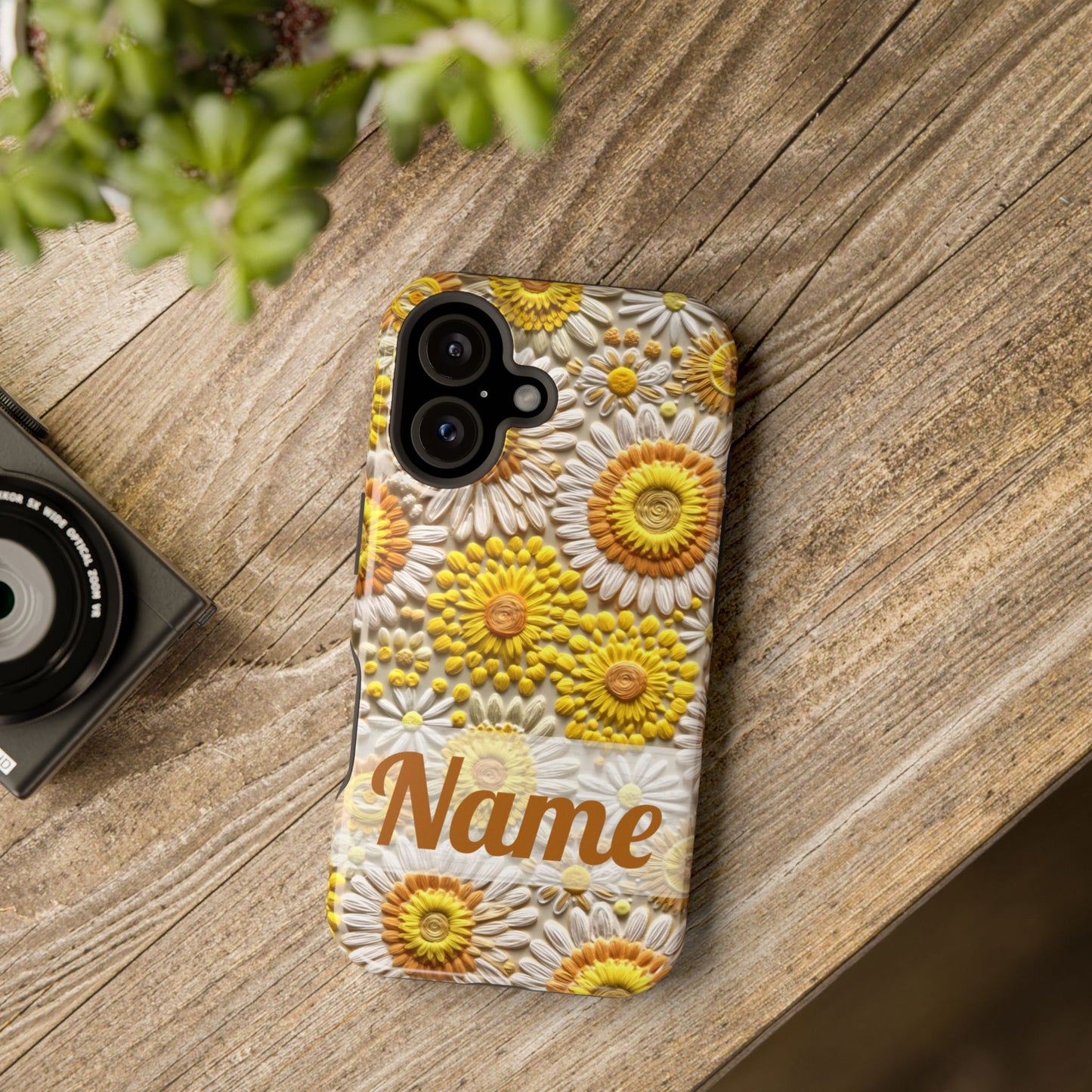 April Birth Flower Phone Case • Embroidered Daisy iPhone Cover • Colorful MagSafe Gift Idea
