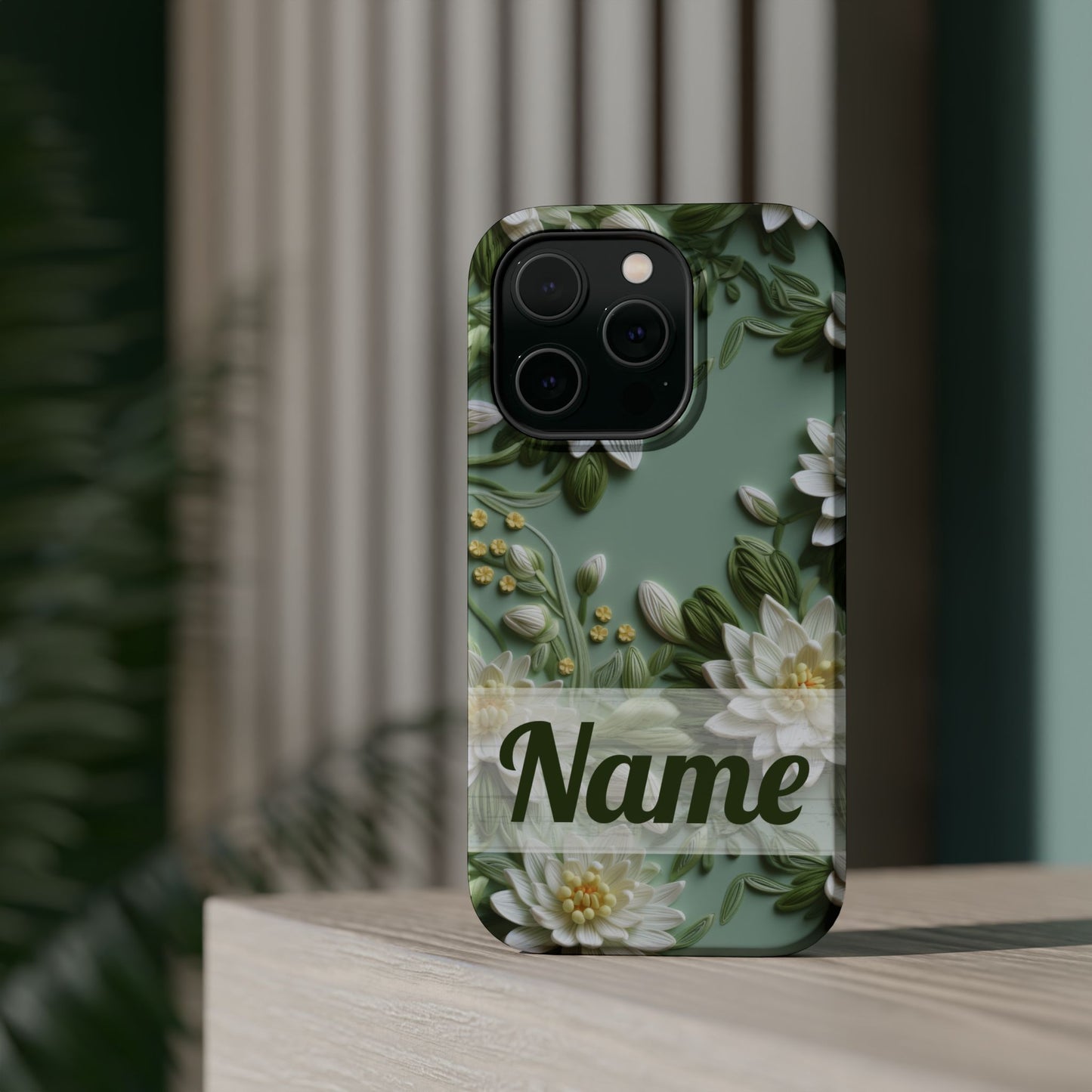 July Birth Flower Phone Case • Embroidered Water Lily iPhone Cover • Pastel MagSafe Gift