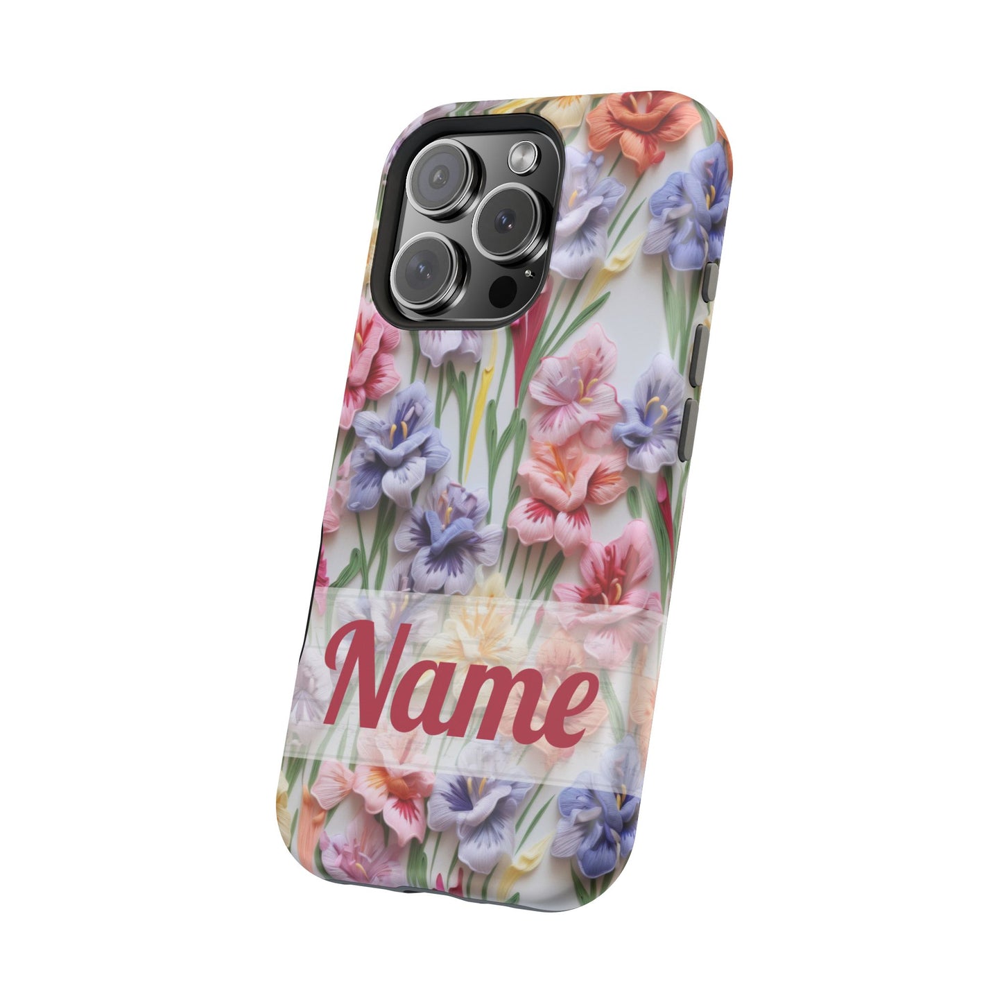 August Birth Flower Phone Case • 3D Gladiolus iPhone Cover • Pastel Floral MagSafe Gift