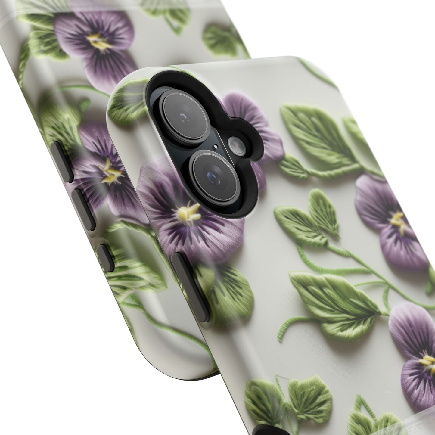 February Birth Flower Phone Case • Violet Embroidery iPhone Cover • MagSafe Gift for Her