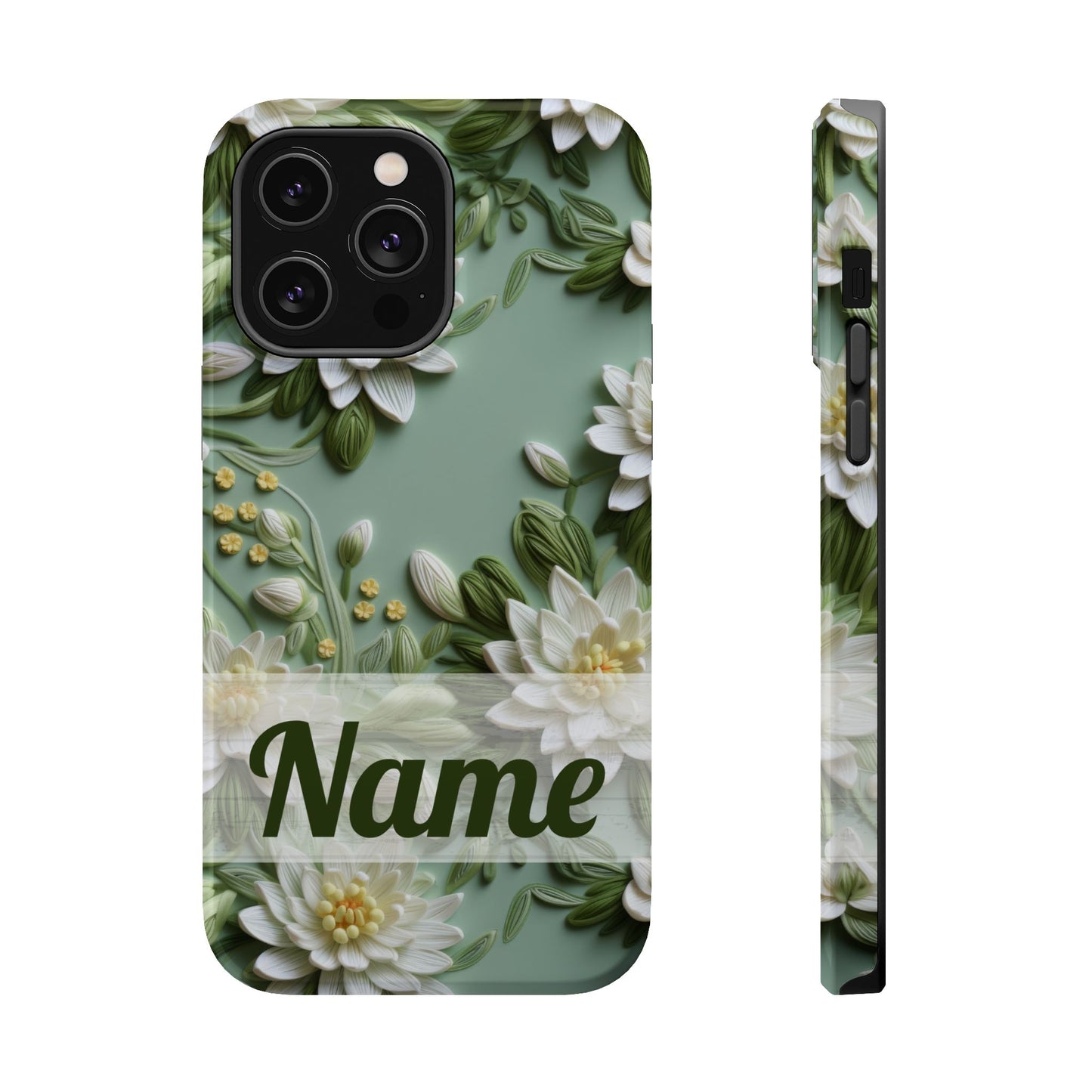 July Birth Flower Phone Case • Embroidered Water Lily iPhone Cover • Pastel MagSafe Gift