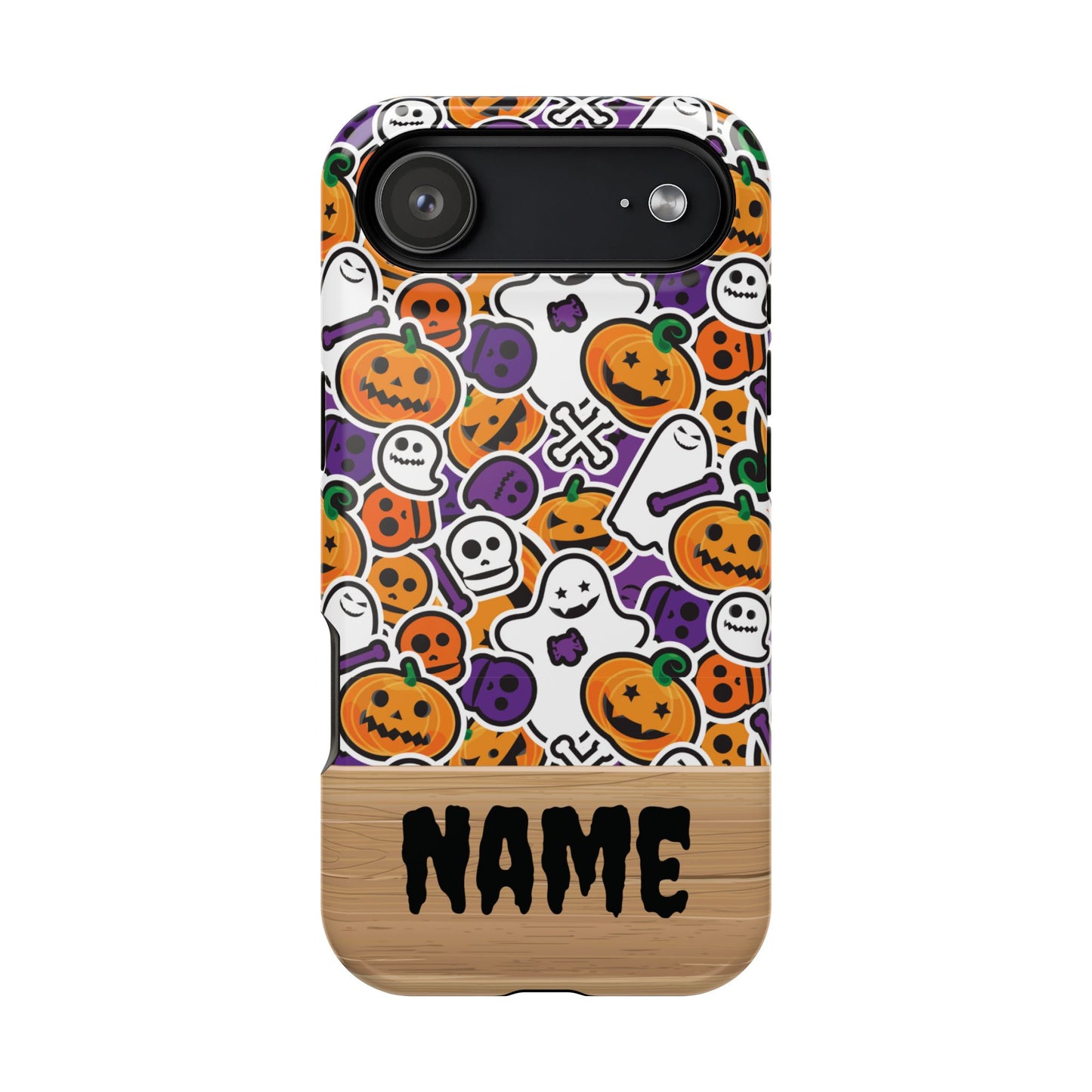 Custom, Personalized Halloween Magnetic Tough Cases for iPhone - purple pumpkin ghost skull phone case