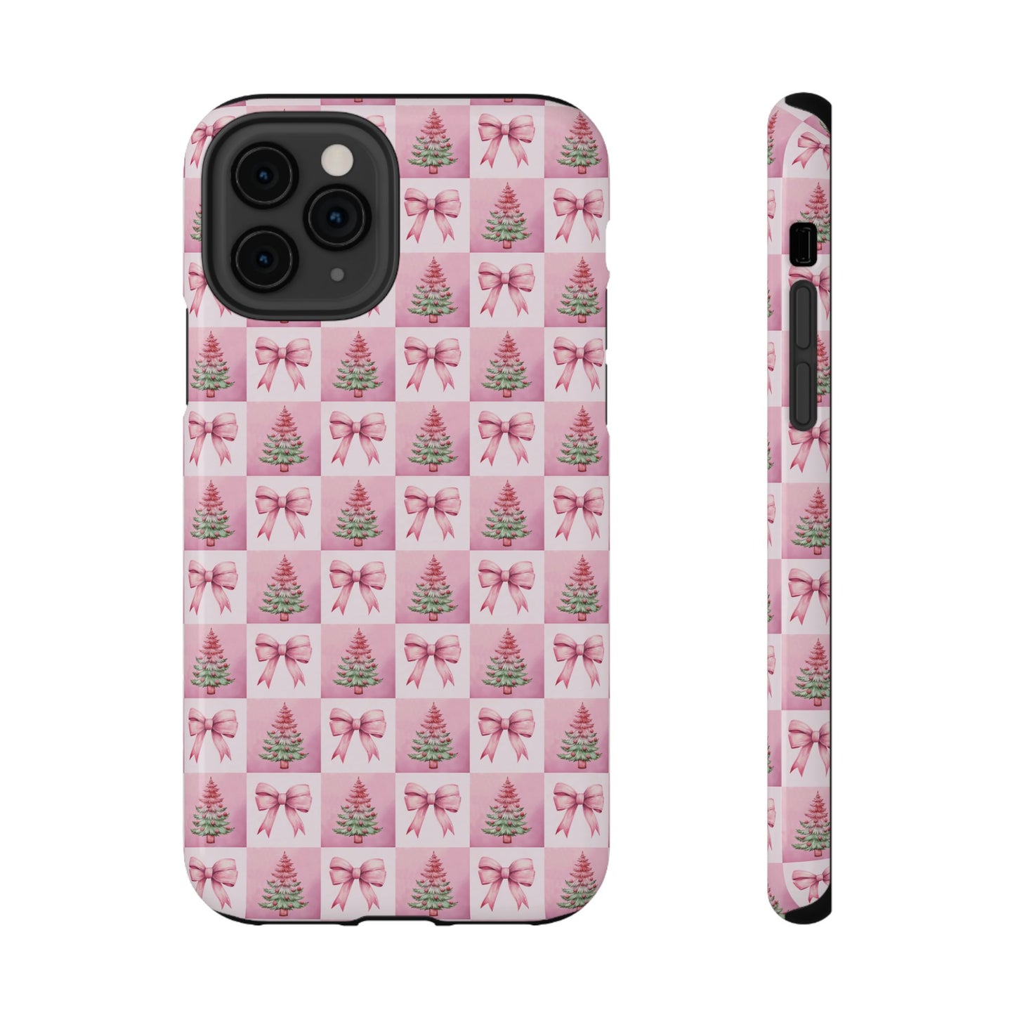 Pink Retro Christmas Tree & Coquette Phone Case - Christmas Phone Case Impact-Resistant Cases iPhone Samsung
