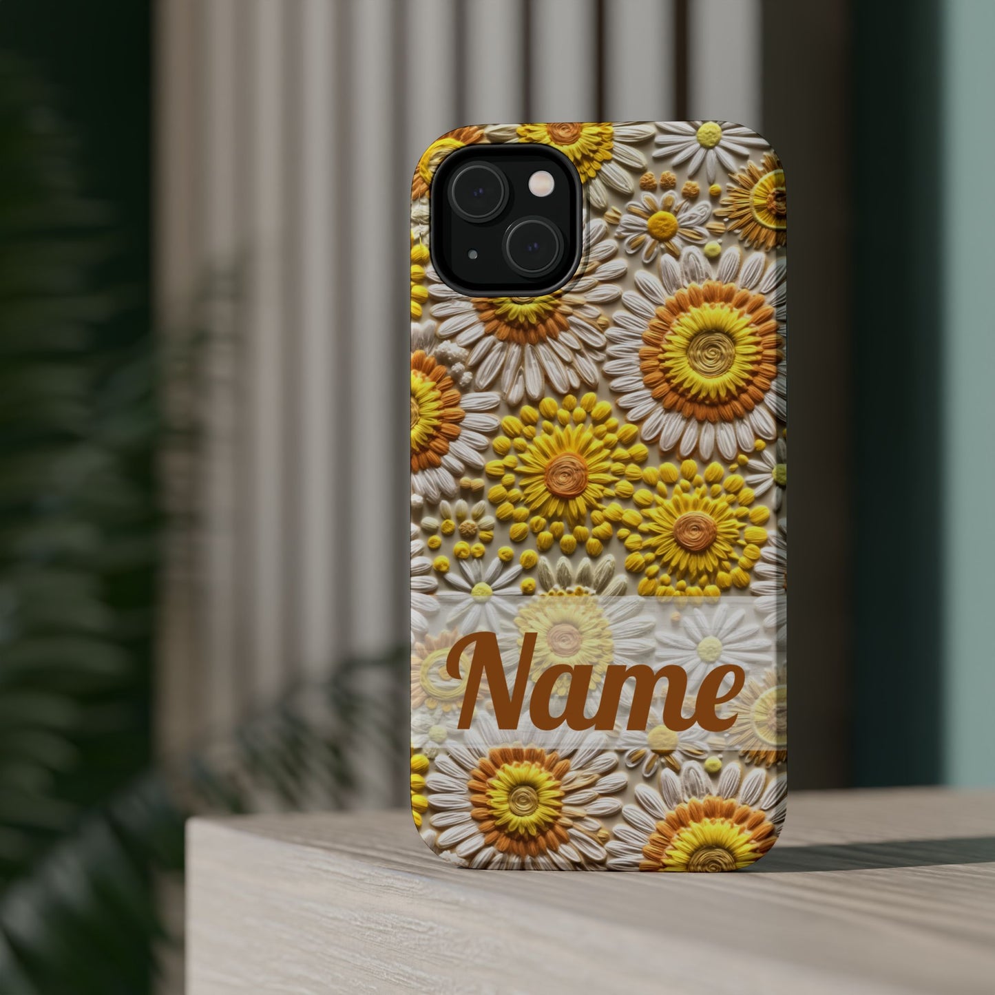 April Birth Flower Phone Case • Embroidered Daisy iPhone Cover • Colorful MagSafe Gift Idea