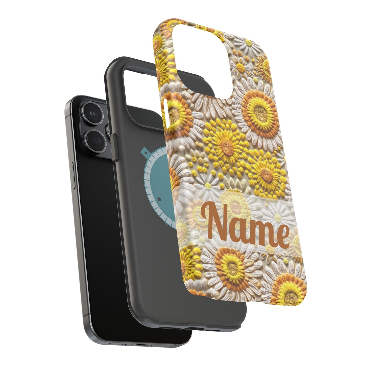 April Birth Flower Phone Case • Embroidered Daisy iPhone Cover • Colorful MagSafe Gift Idea