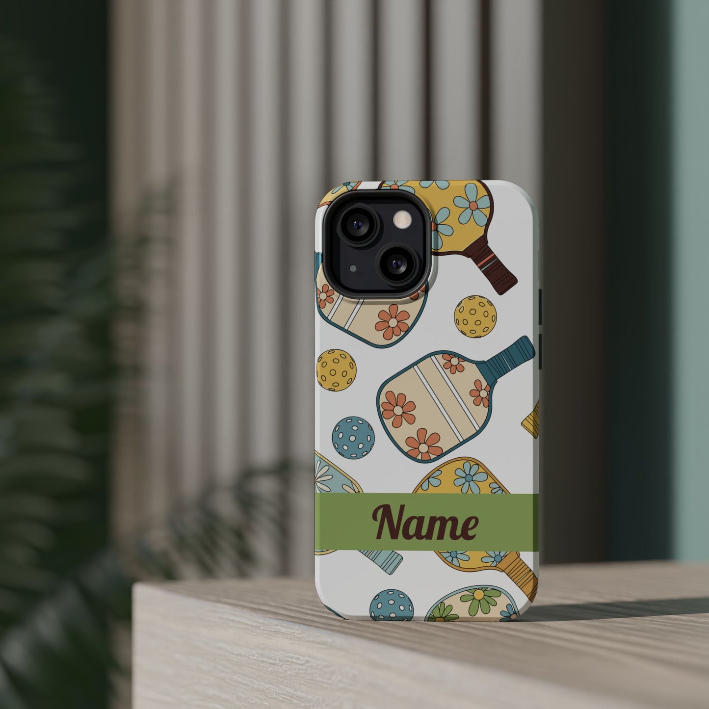 Custom, Personalized Retro Pickleball iPhone Case Custom Magnetic Tough Case Personalized