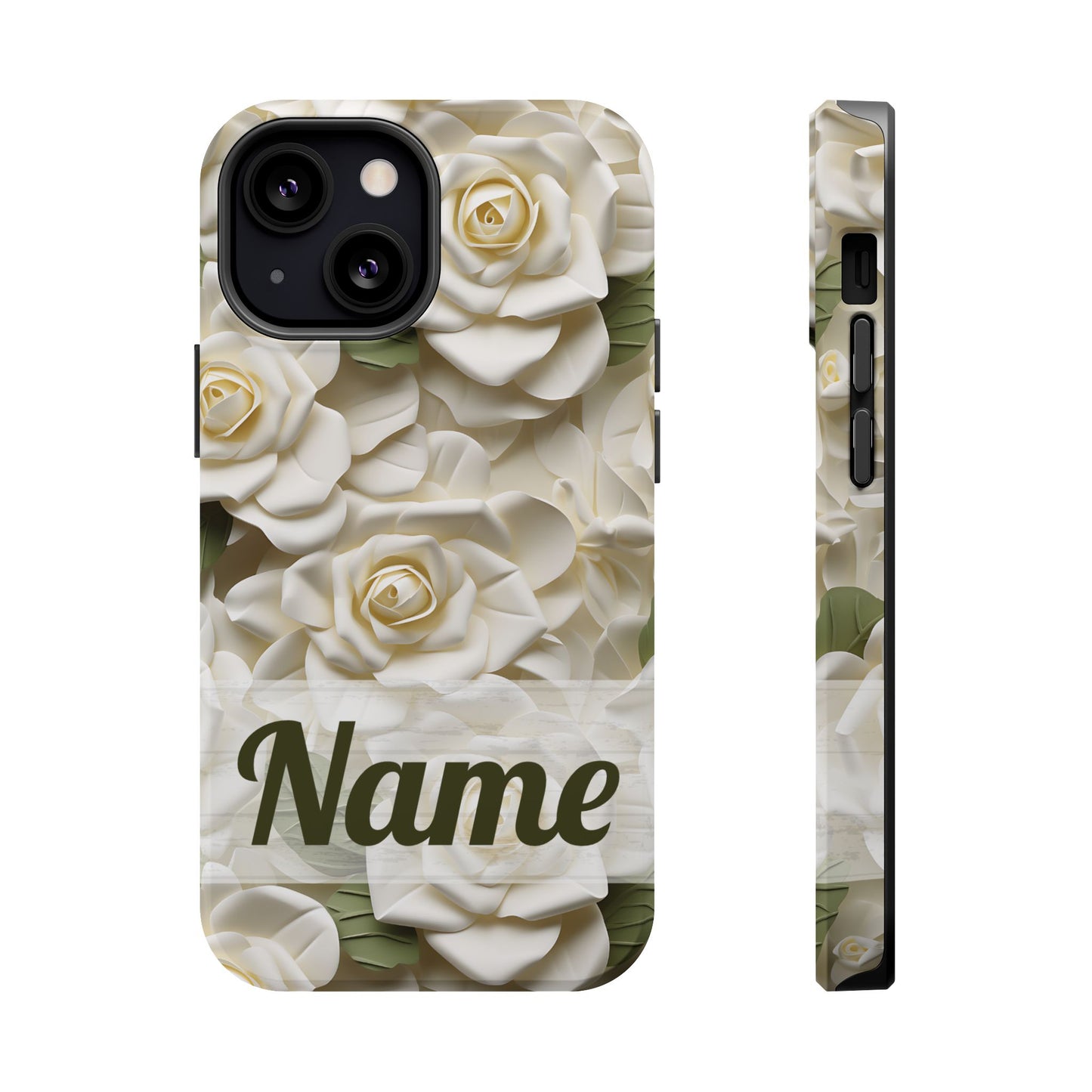 June Birth Flower Phone Case • White Paper Rose iPhone Cover • 3D Floral MagSafe Gift