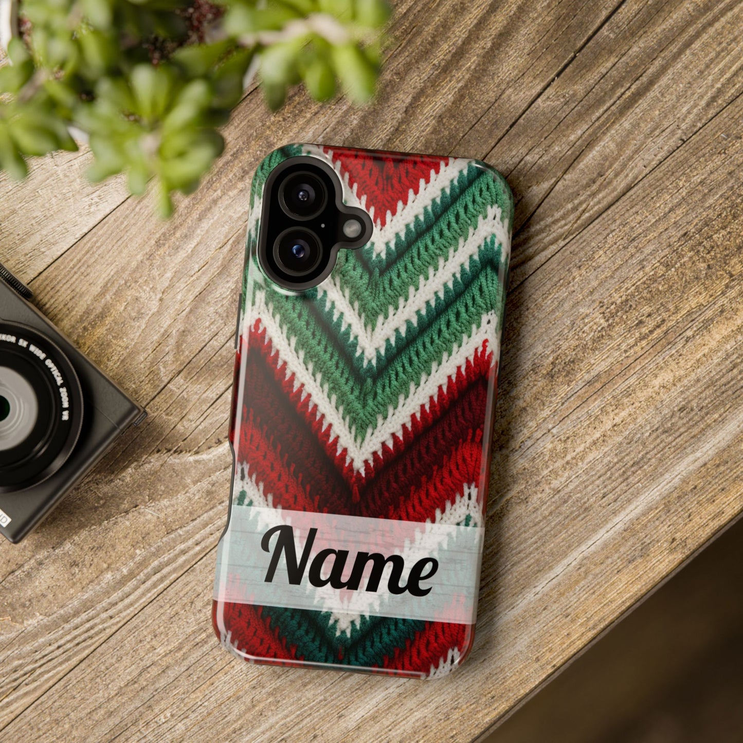 Vintage Christmas Crocheted Afghan Phone Case - Personalized Christmas Phone Case Impact-Resistant Case
