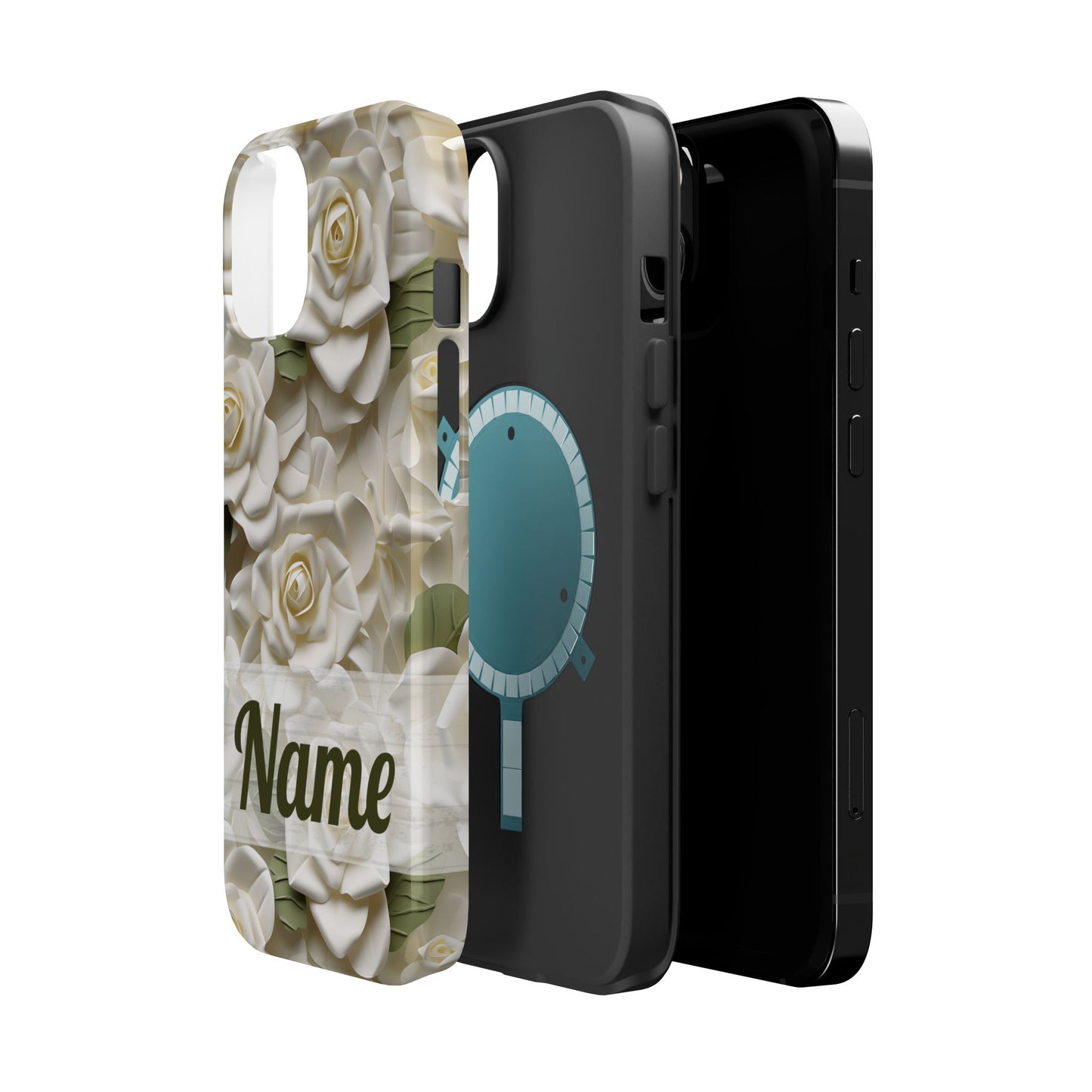 June Birth Flower Phone Case • White Paper Rose iPhone Cover • 3D Floral MagSafe Gift