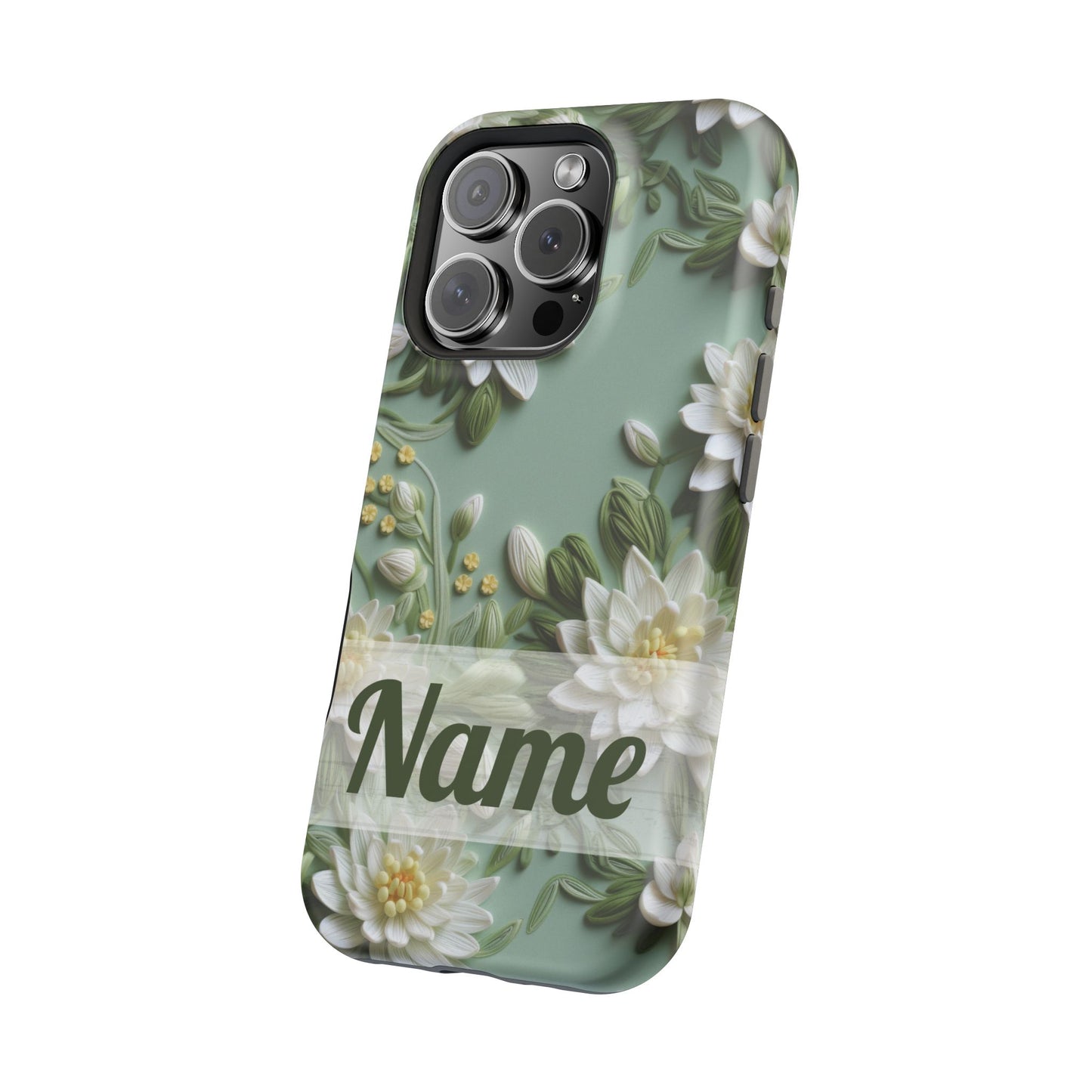 July Birth Flower Phone Case • Embroidered Water Lily iPhone Cover • Pastel MagSafe Gift