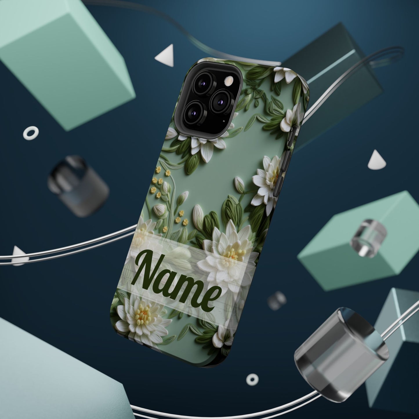 July Birth Flower Phone Case • Embroidered Water Lily iPhone Cover • Pastel MagSafe Gift