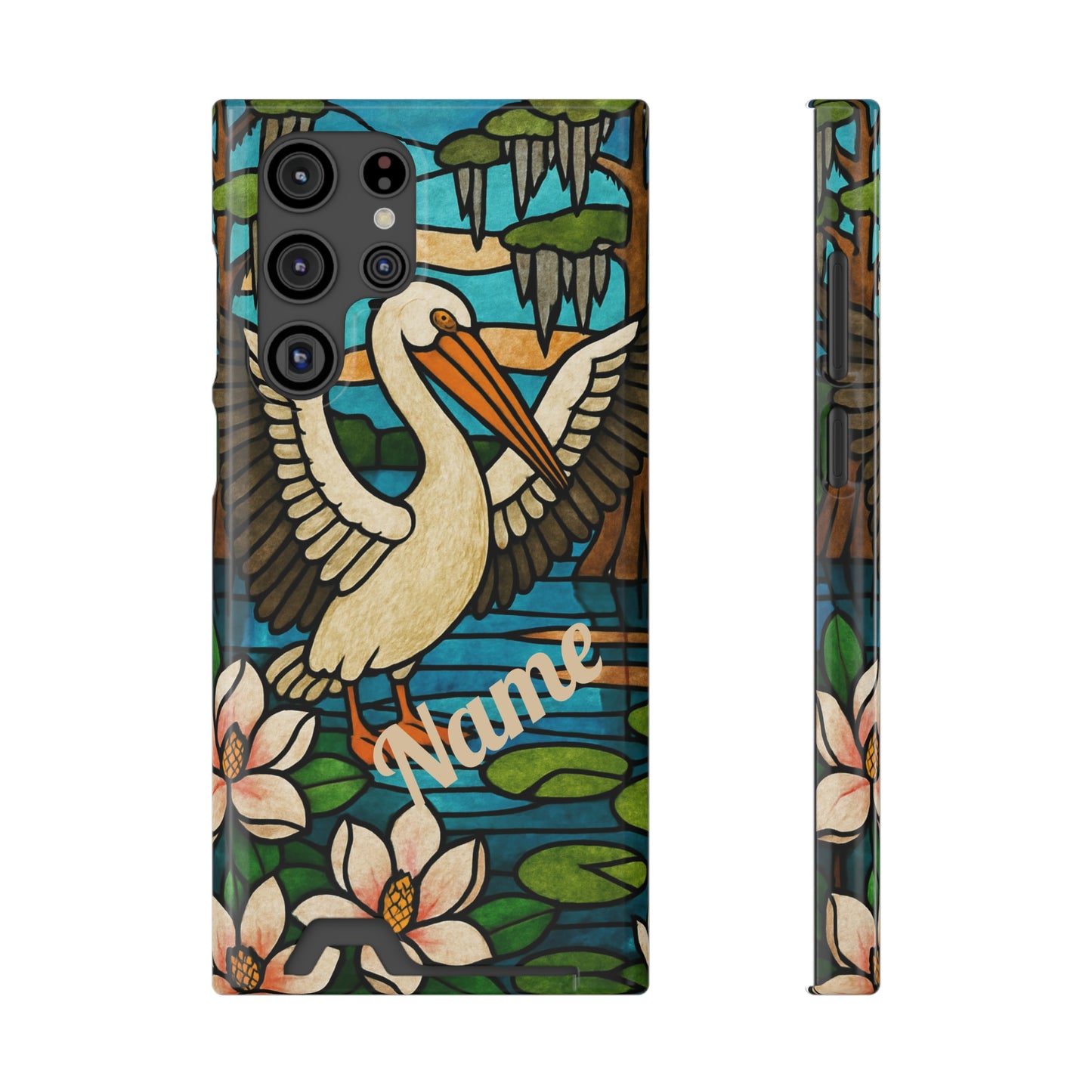 CAJUN DEB MDS Awareness Phone Case With Card Holder, Pelican, Stained Glass case, Louisiana phone case, magnolia