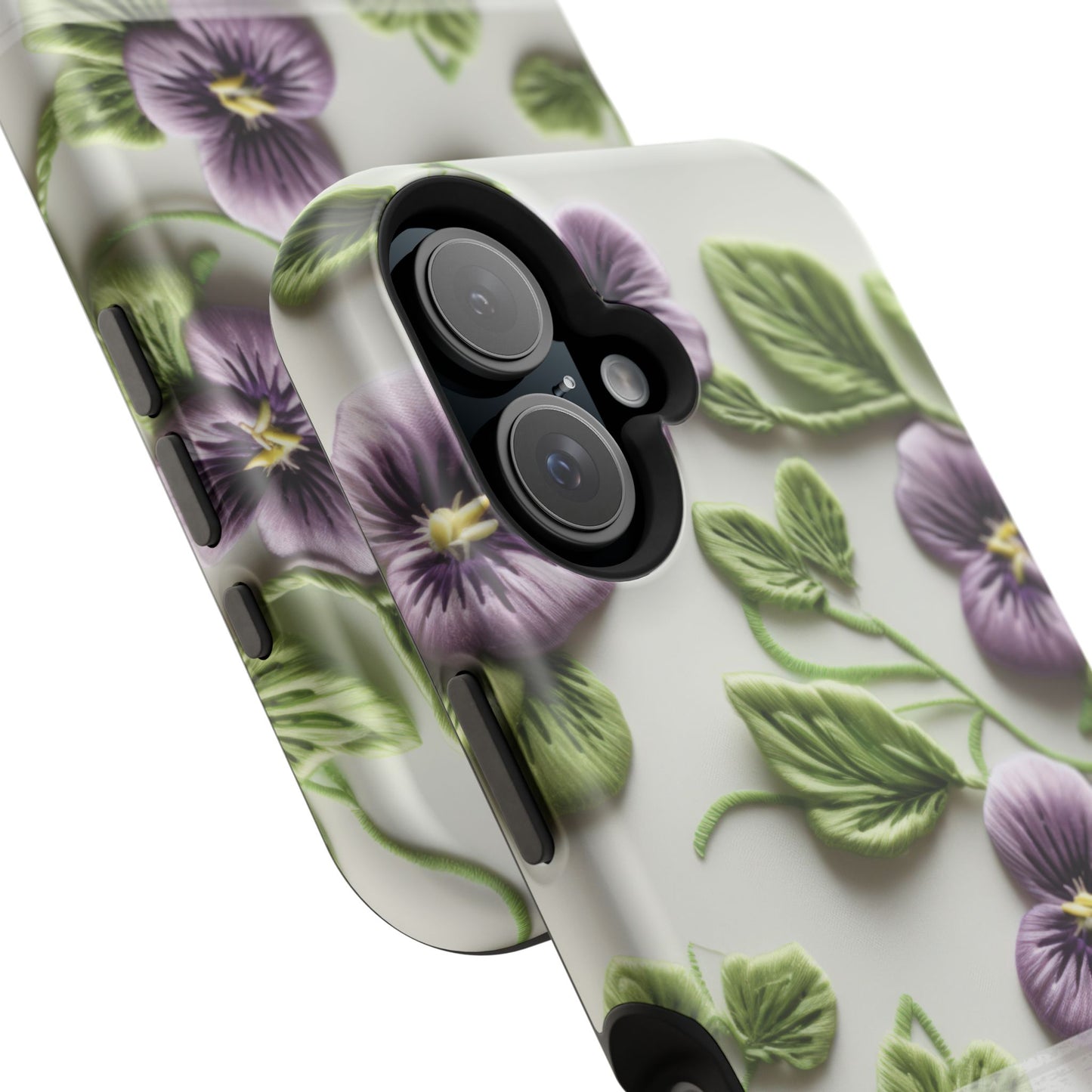 February Birth Flower Phone Case • Violet Embroidery iPhone Cover • MagSafe Gift for Her