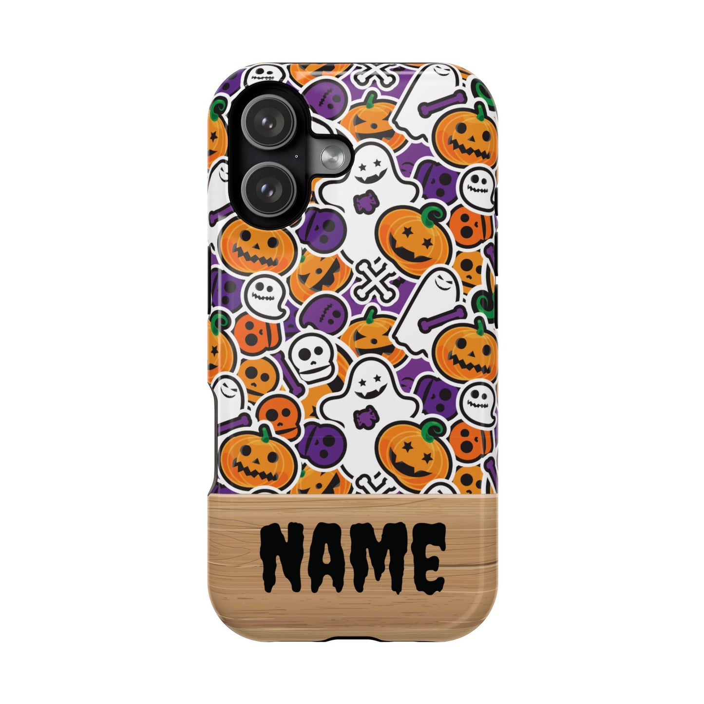 Custom, Personalized Halloween Magnetic Tough Cases for iPhone - purple pumpkin ghost skull phone case