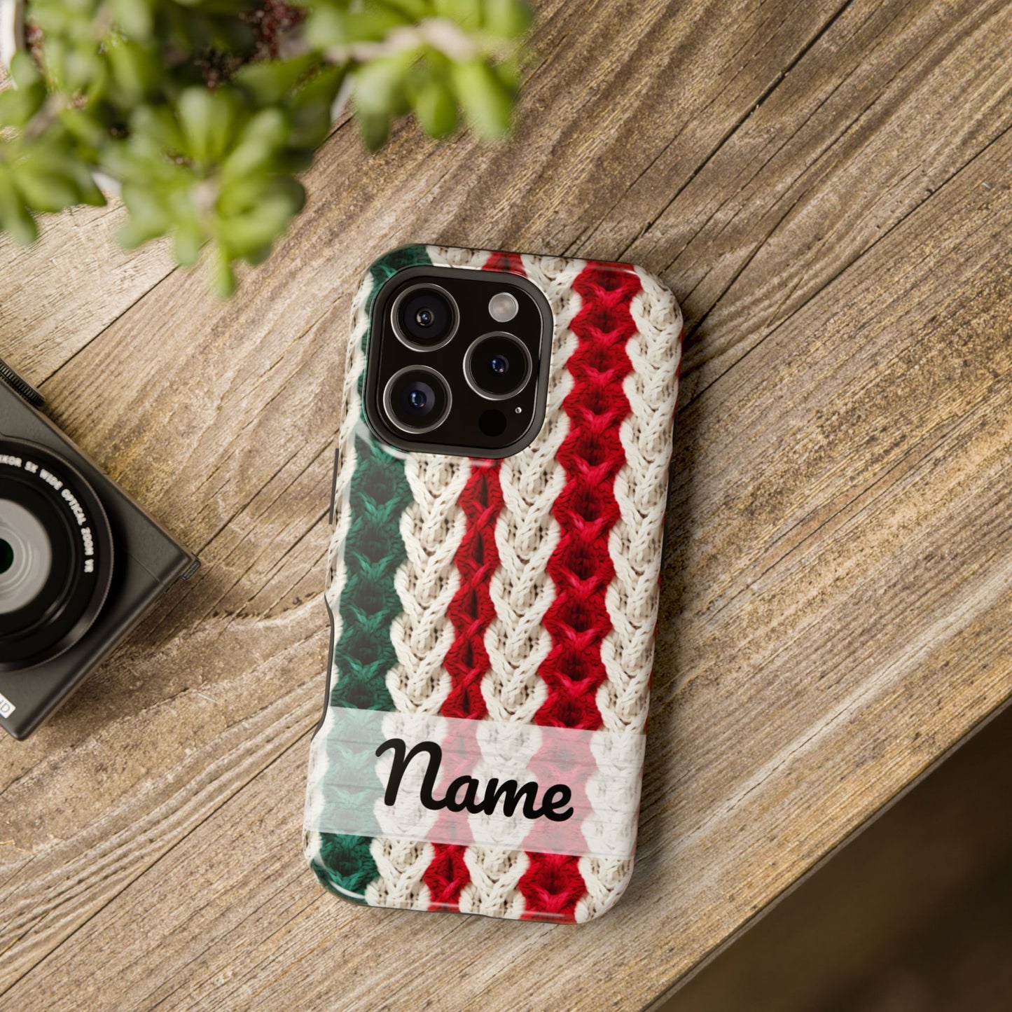 Vintage Christmas Crocheted Afghan Phone Case - Personalized Christmas Phone Case Impact-Resistant Case