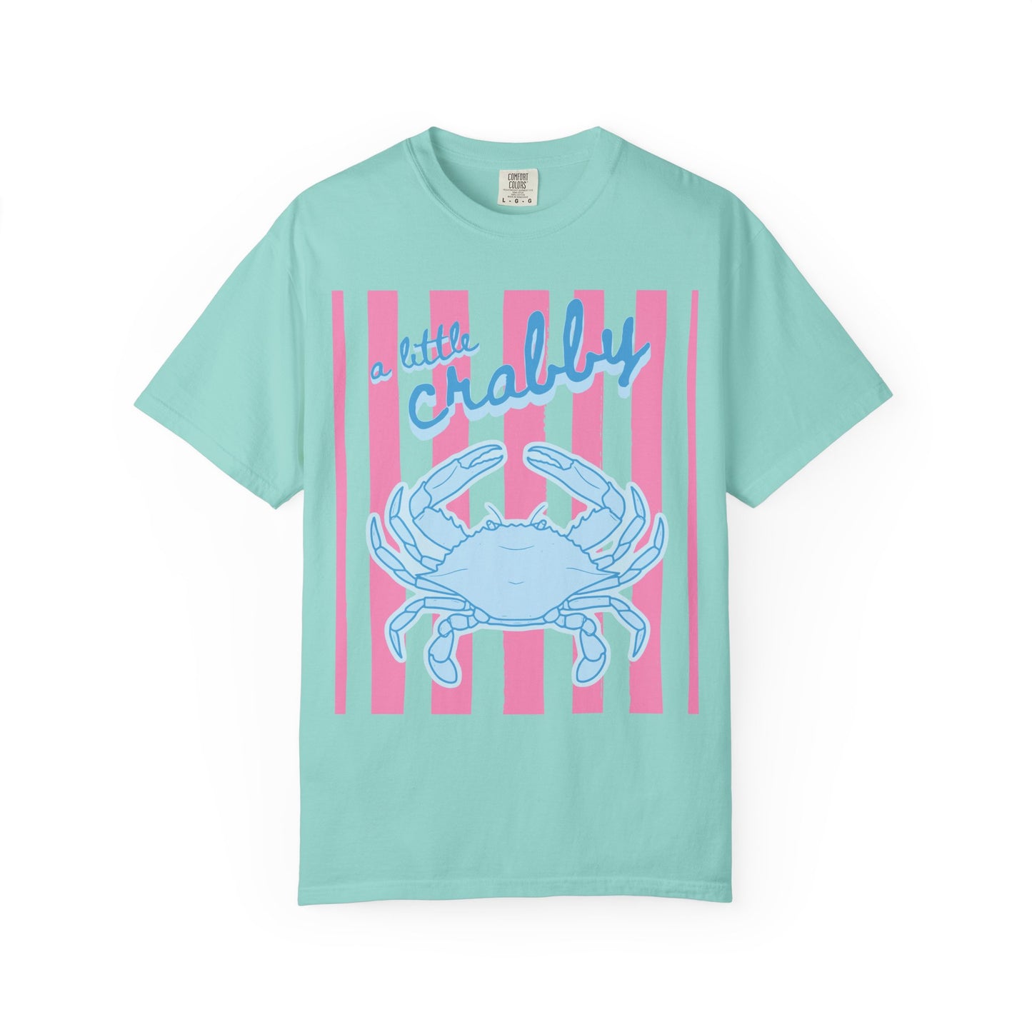 CAJUN DEB Crabby T-Shirt — "A Little Crabby" Blue Crab Graphic Comfort Colors Tee